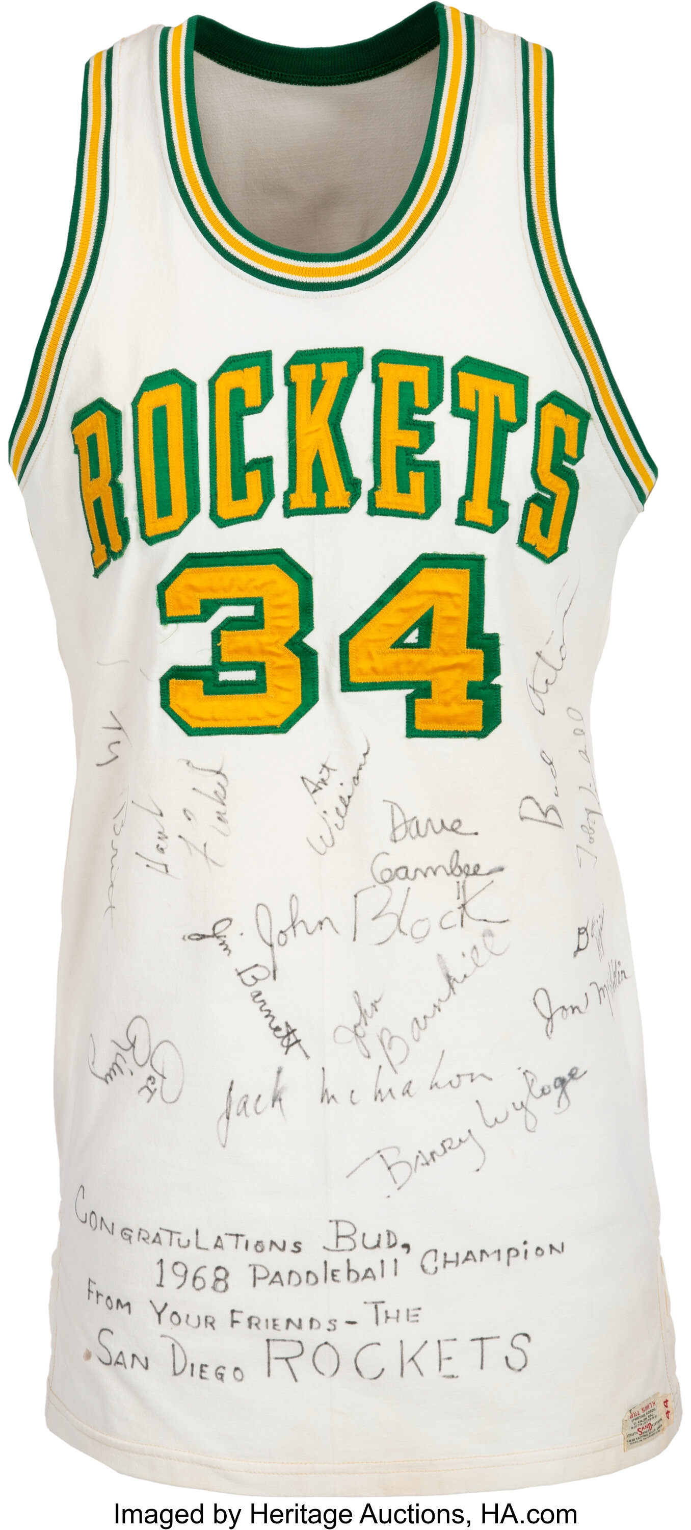 1967-68 John Block Game Worn & Team Signed Inaugural Season San