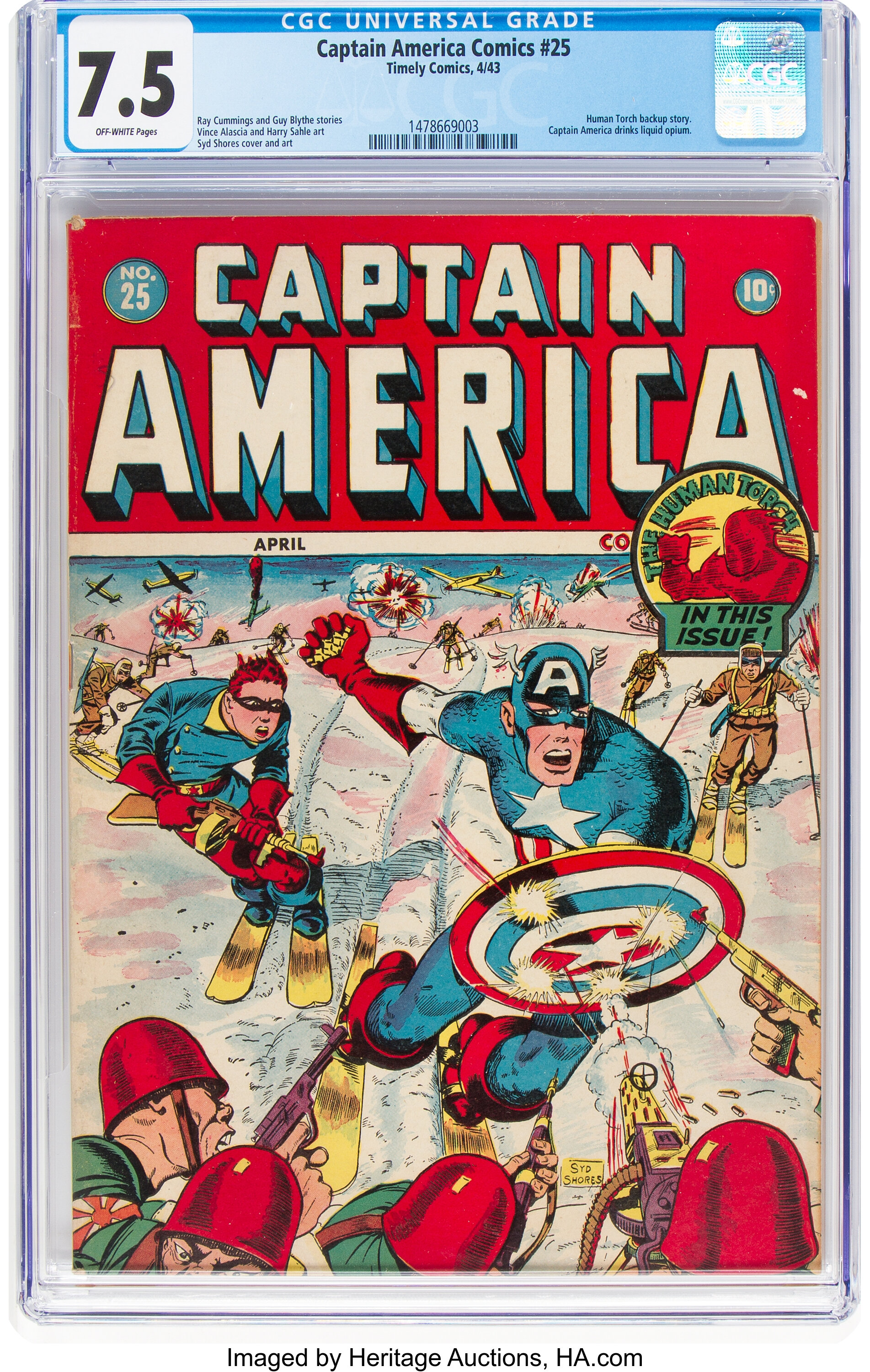 Captain America Comics 25 (Timely, 1943) CGC VF 7.5 Offwhite Lot