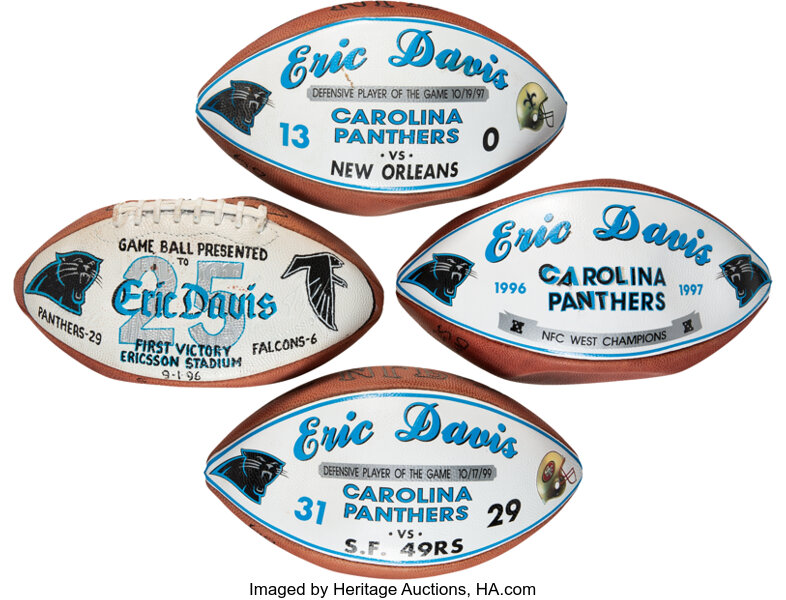 1996-99 Eric Davis Carolina Panthers Presentational Painted Signed, Lot  #56906