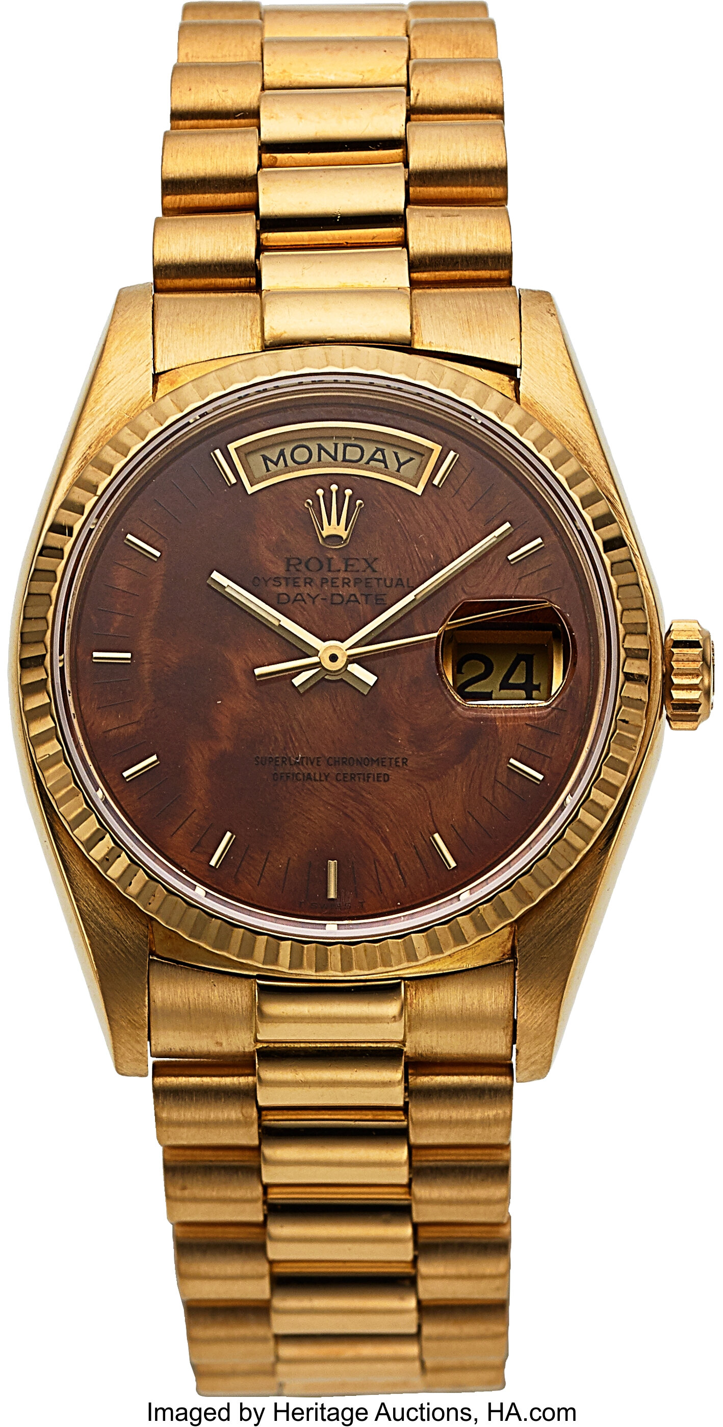 Rolex Rare Wood Dial Day Date President 18K Yellow Gold Lot