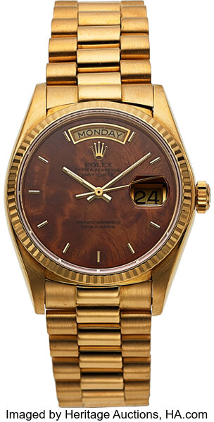 Rolex Rare Wood Dial Day Date President 18K Yellow Gold Lot