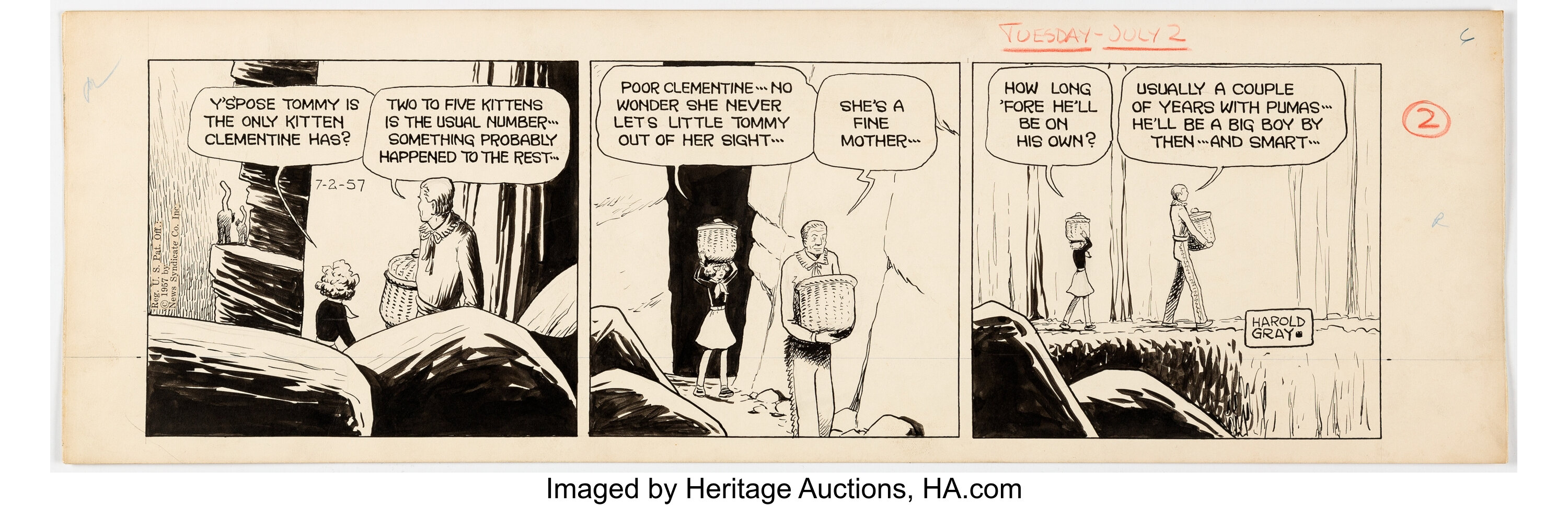 Harold Gray Little Orphan Annie Daily Comic Strip Original Art | Lot ...