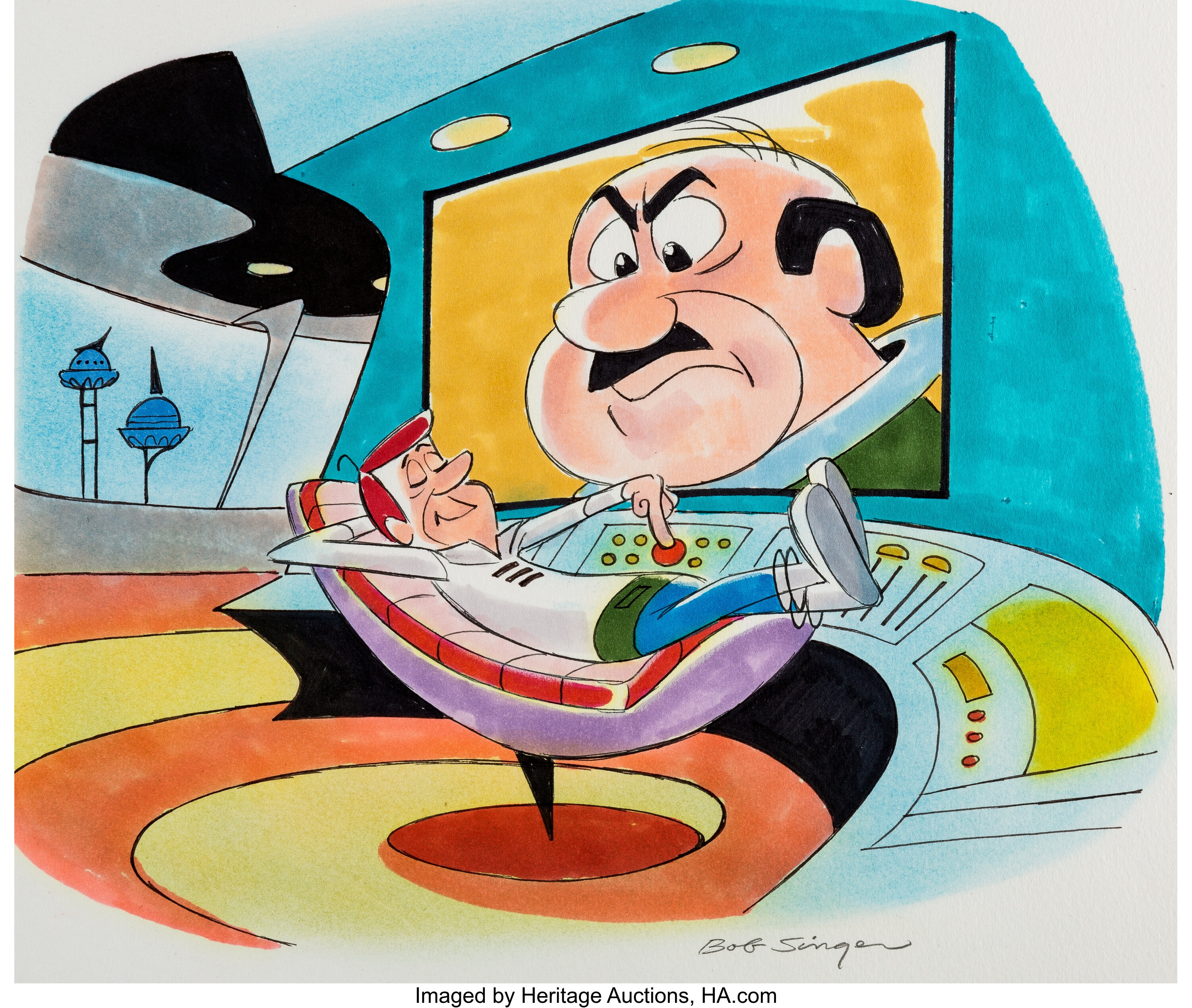 The Jetsons George Jetson And Mr Spacely Illustration Original Art