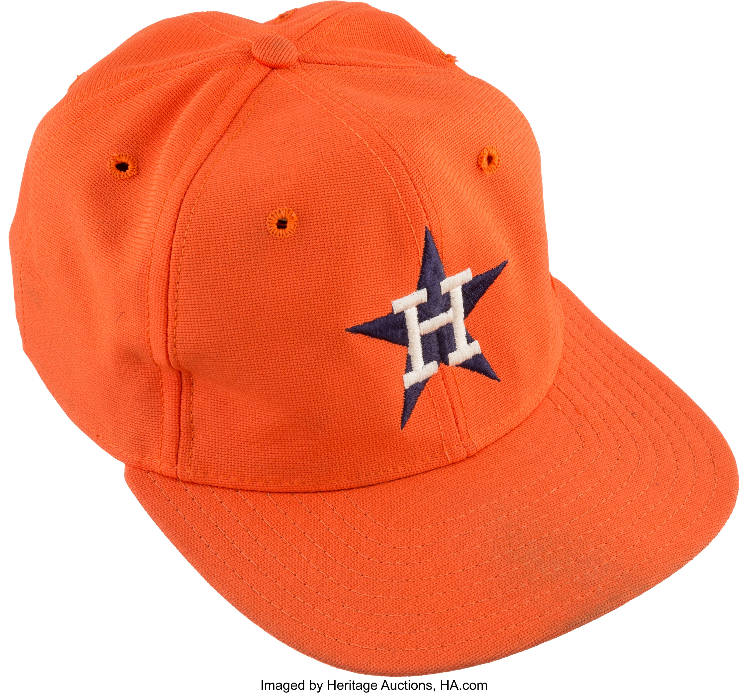 NOLAN RYAN GAME WORN AND SIGNED HOUSTON ASTROS HAT