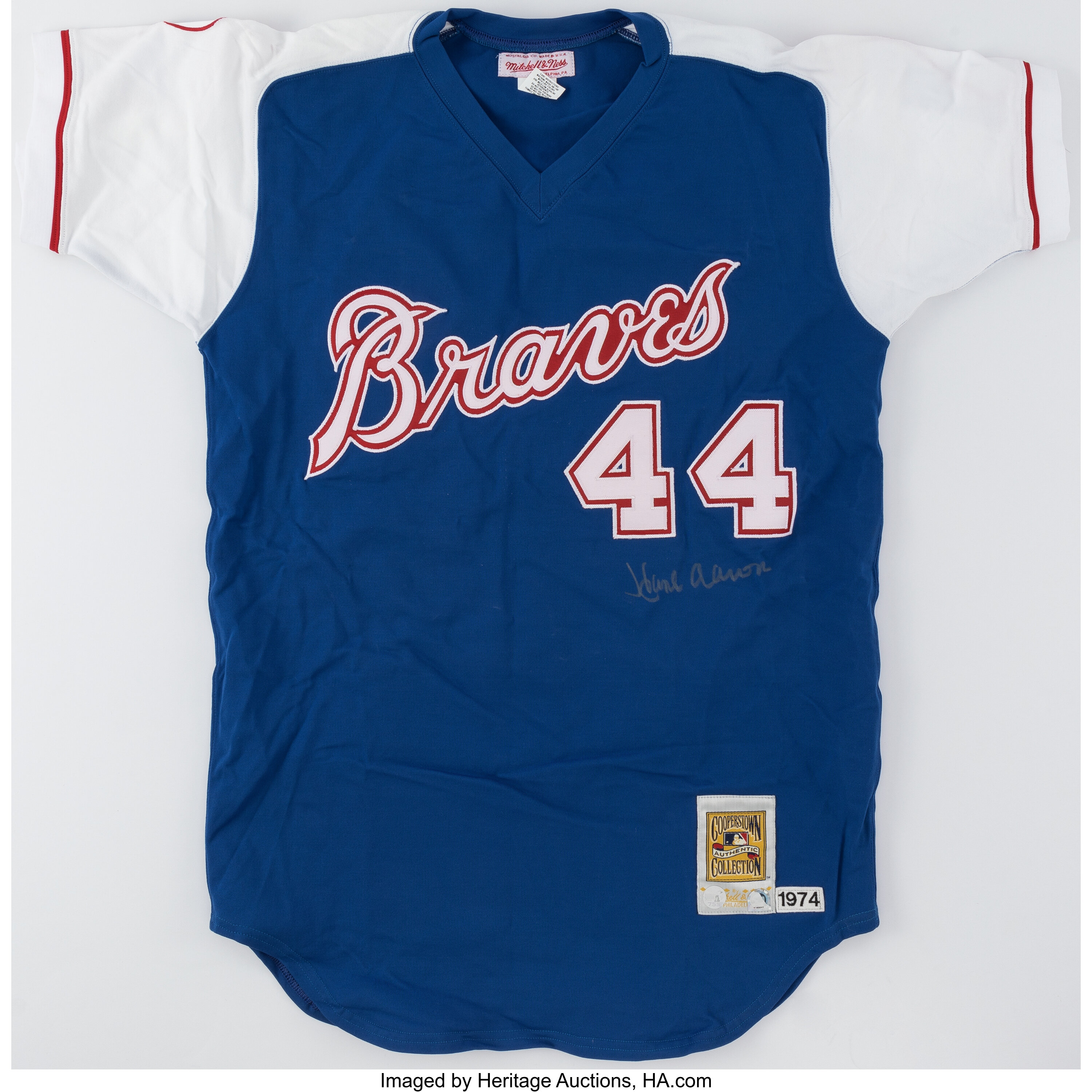 1974 Hank Aaron Atlanta Braves Mitchell and Ness White MLB Jersey