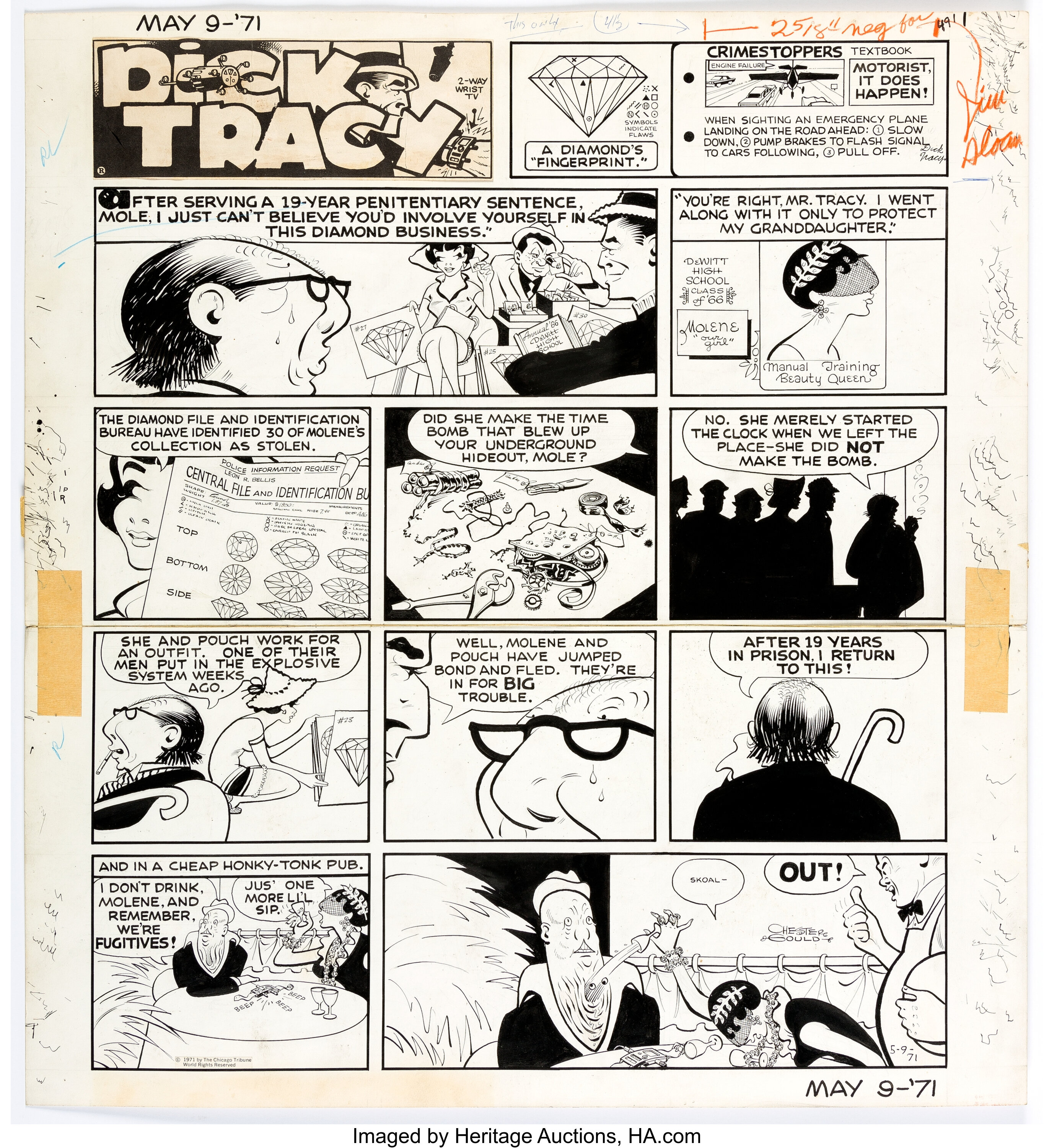 Chester Gould Dick Tracy Sunday Comic Strip Original Art dated | Lot ...