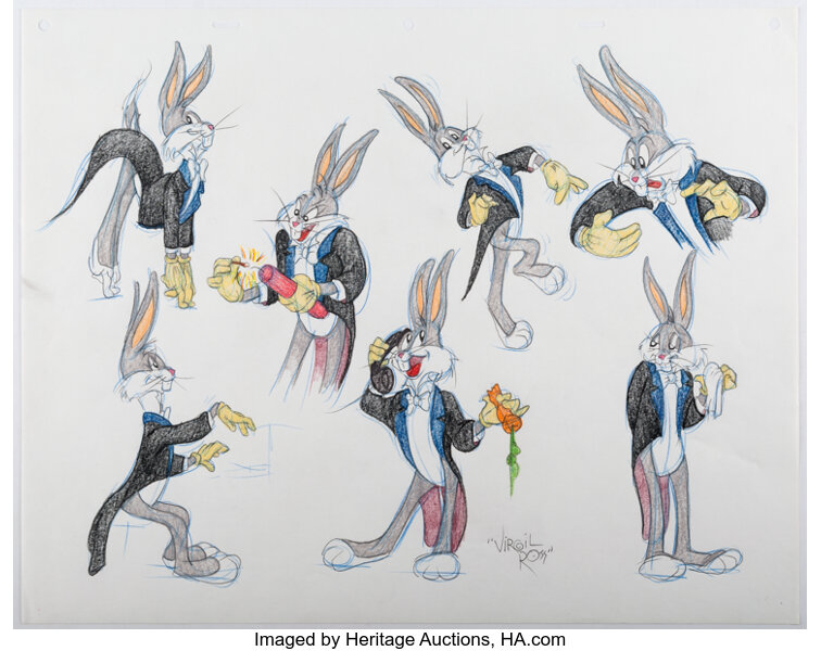 Original Warner Brothers Virgil Ross Model Sheet Animation Drawing fea –