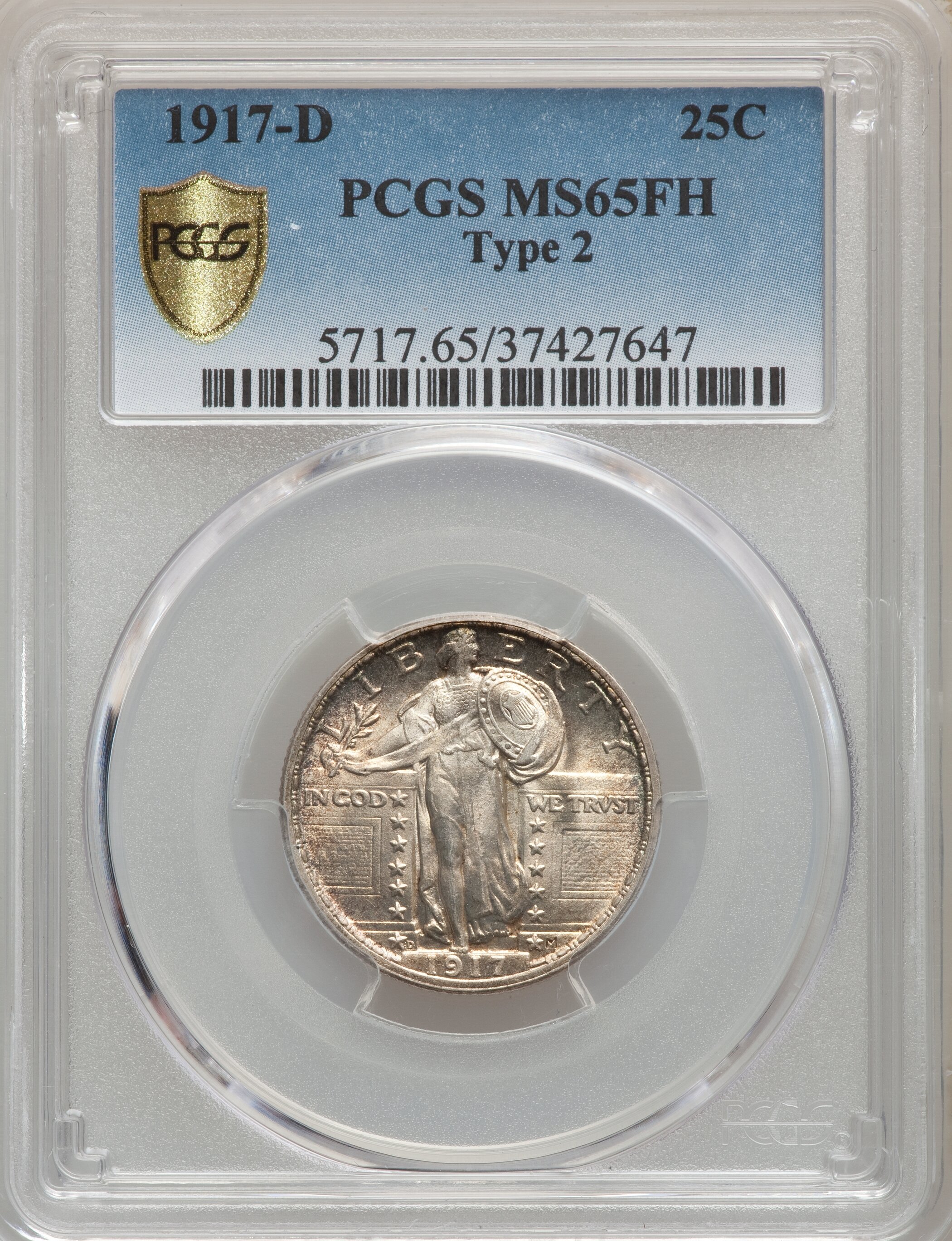 1917-D 25C Type Two MS65 Full Head PCGS.... Standing Liberty | Lot ...