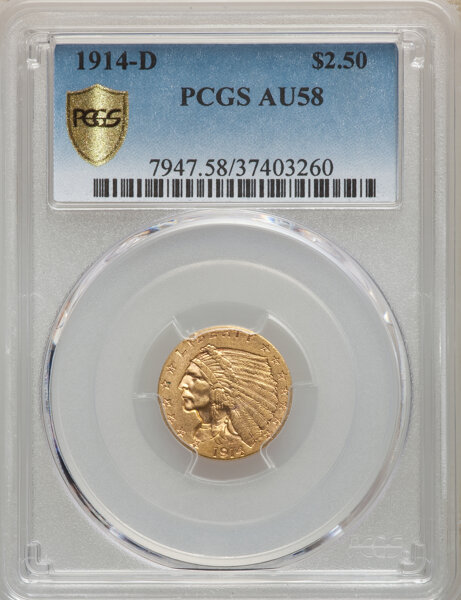 1914 D 2 12 Au58 Pcgs Gold Shield Pcgs Population Lot