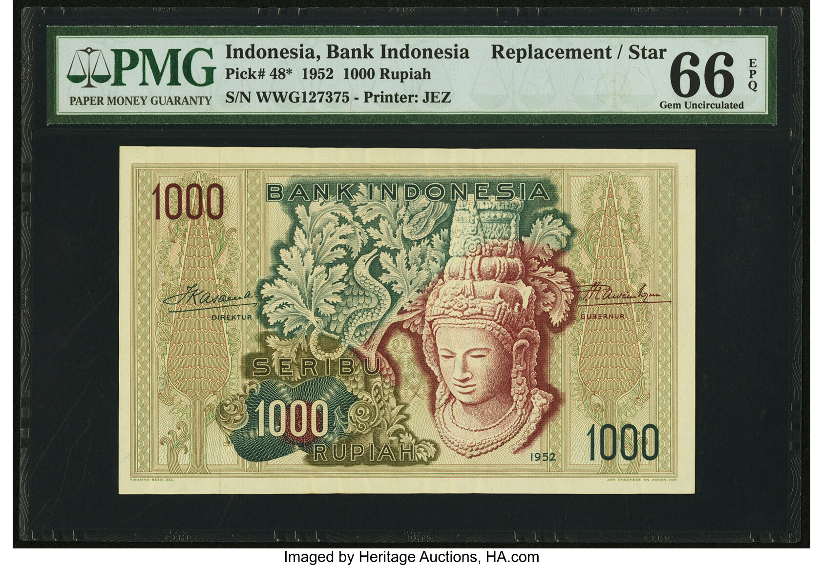 Indonesia Bank Indonesia 1000 Rupiah 1952 Pick 48