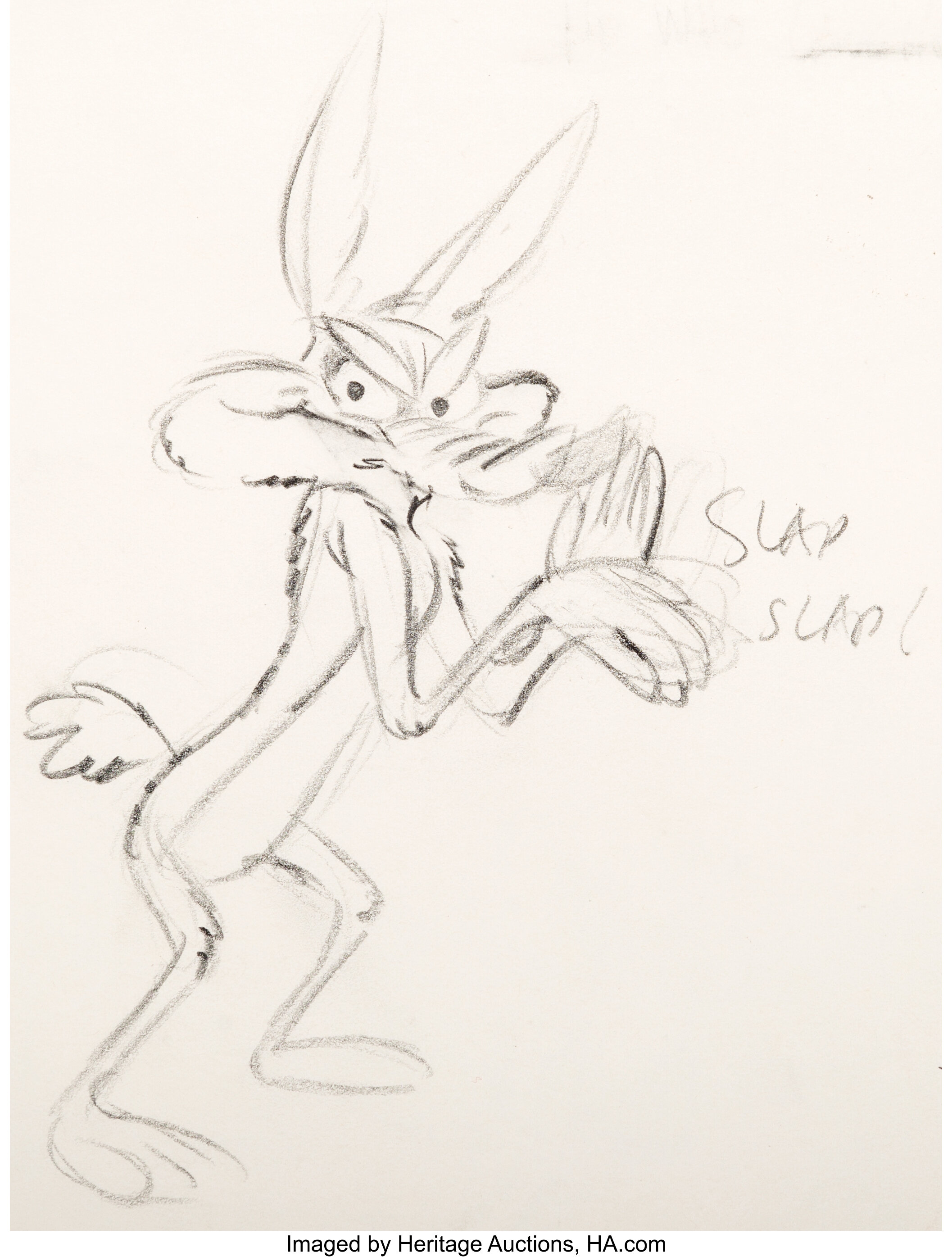 Rabbit's Feat Wile E. Coyote Animation Drawing (Warner Brothers, | Lot ...