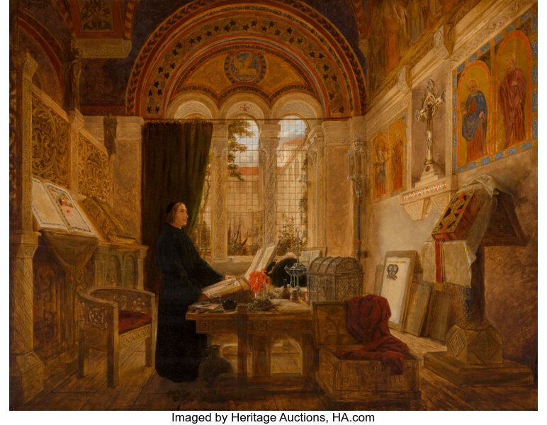 Elmslie William Dallas British 1809 1879 Interior Of A Monastery In Italy 1853 Oil On Canvas