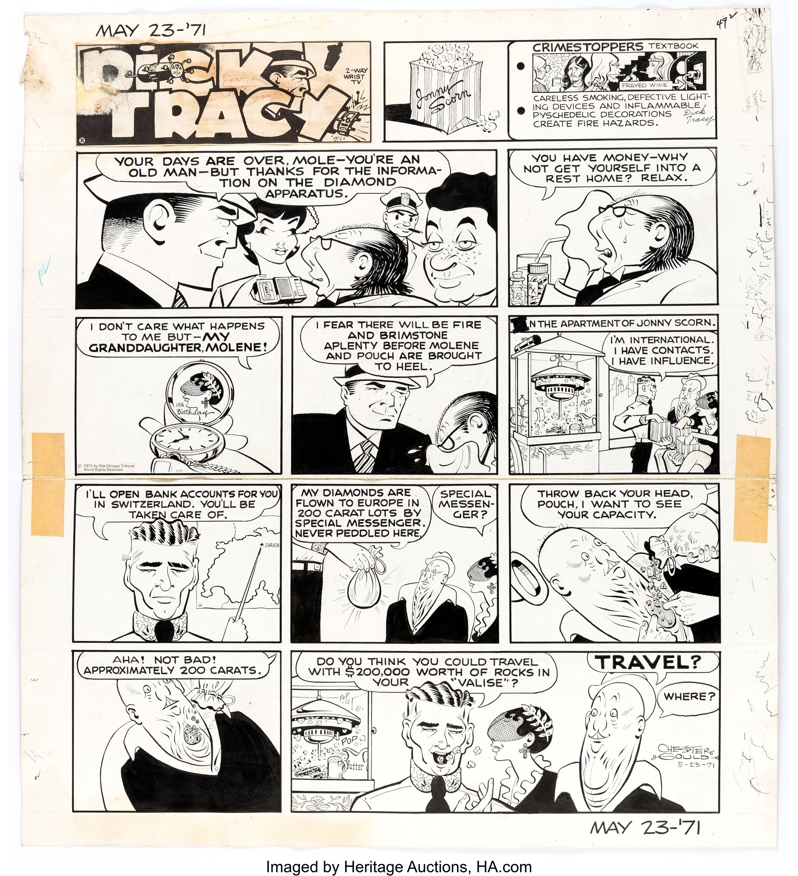 Chester Gould Dick Tracy Sunday Comic Strip Original Art dated | Lot ...