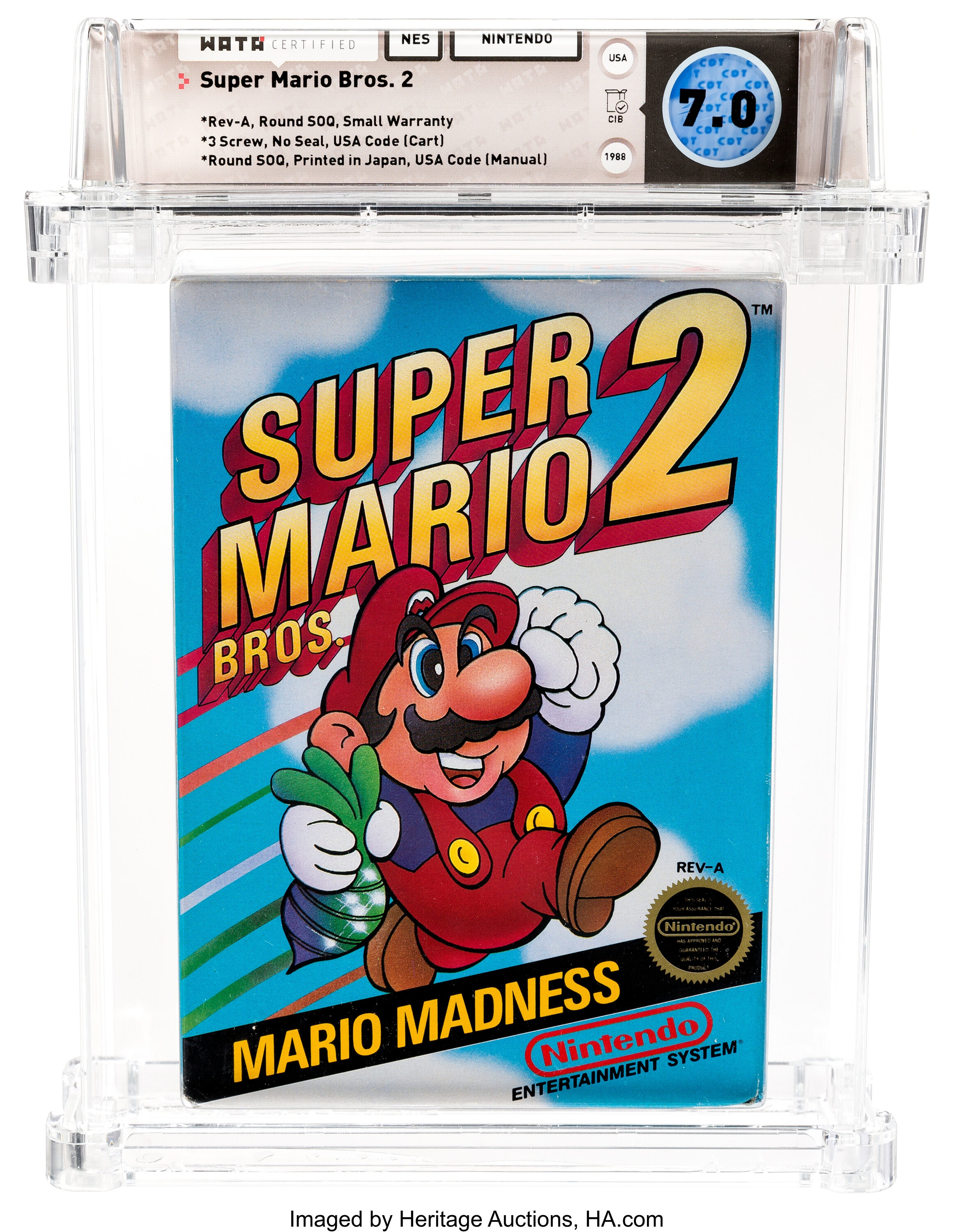 frugter rotation bestå Super Mario Bros. 2 (NES, Nintendo, 1988) Wata 7.0 CIB (Complete in | Lot  #11197 | Heritage Auctions