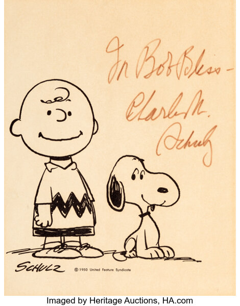 Peanuts - Charlie Brown and Snoopy Publicity Print Signed by | Lot