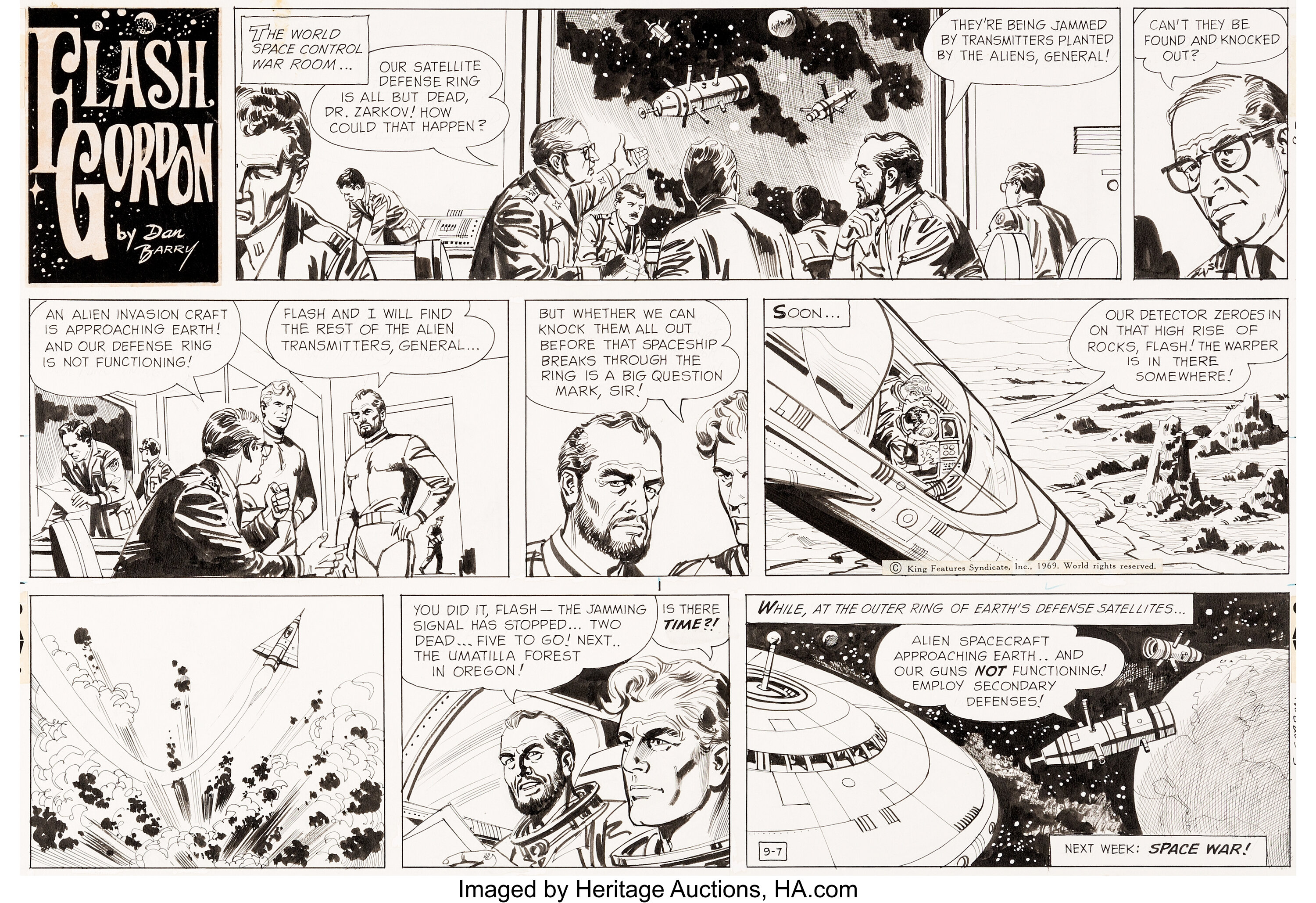 Dan Barry Flash Gordon Original de la planche du dimanche 7 | Lot ...