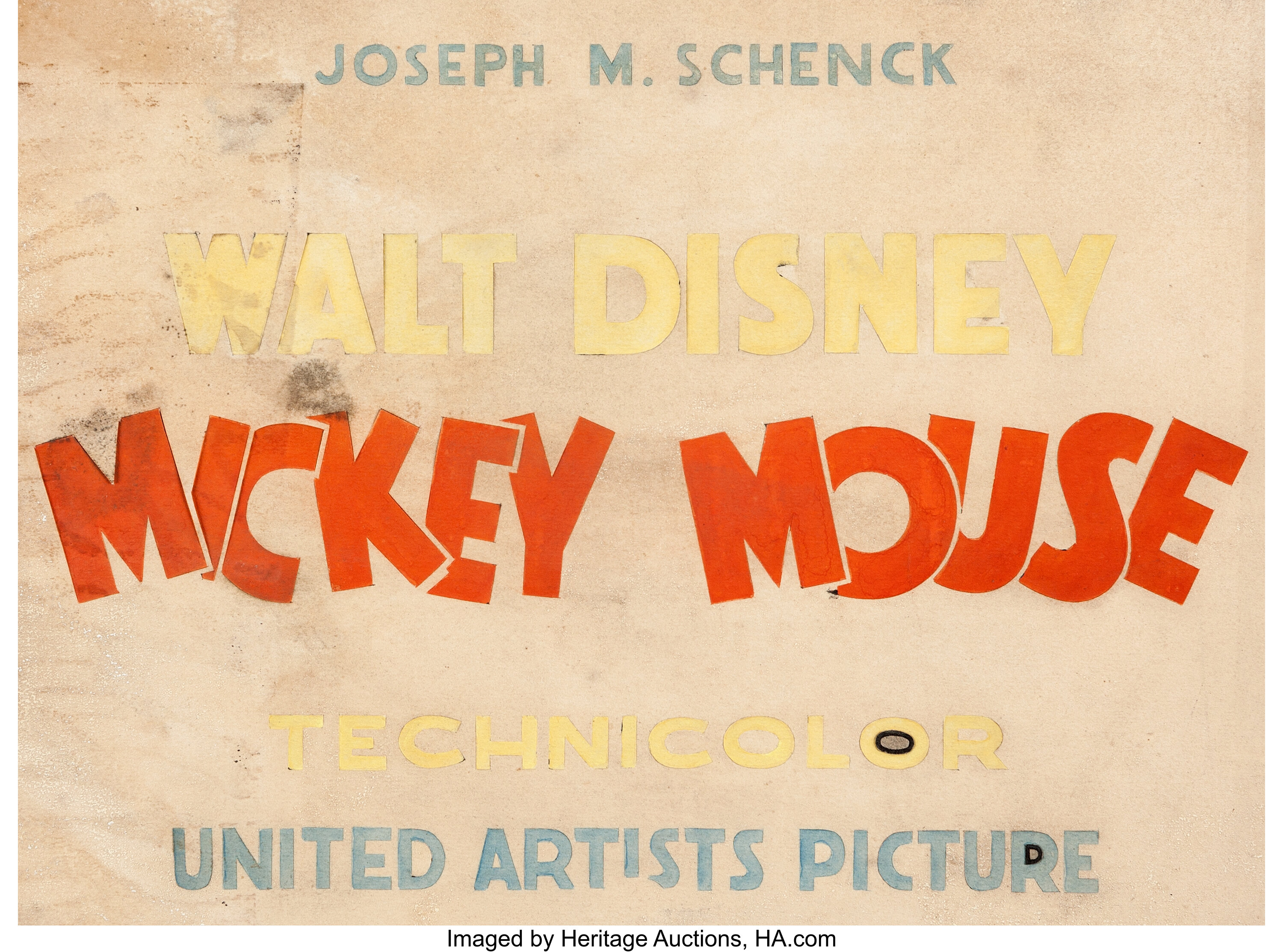 Mickey Mouse Cartoon Title Card Walt Disney 1932 By W