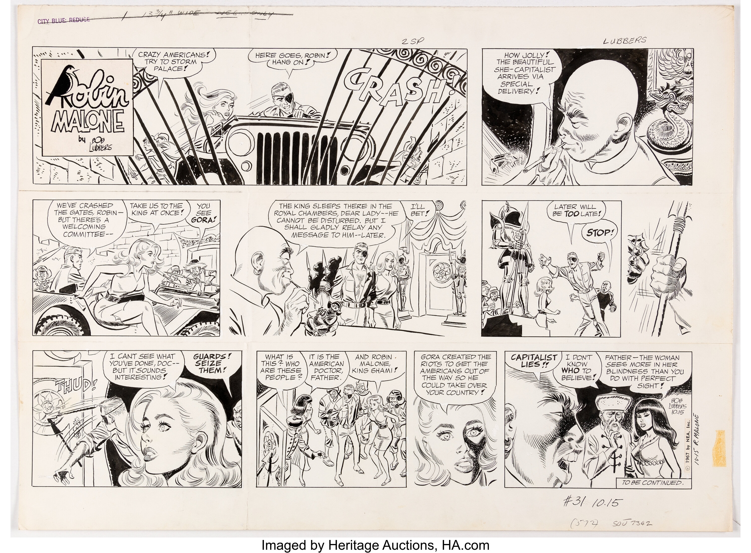 Bob Lubbers Robin Malone Sunday Comic Strip Original Art dated | Lot ...