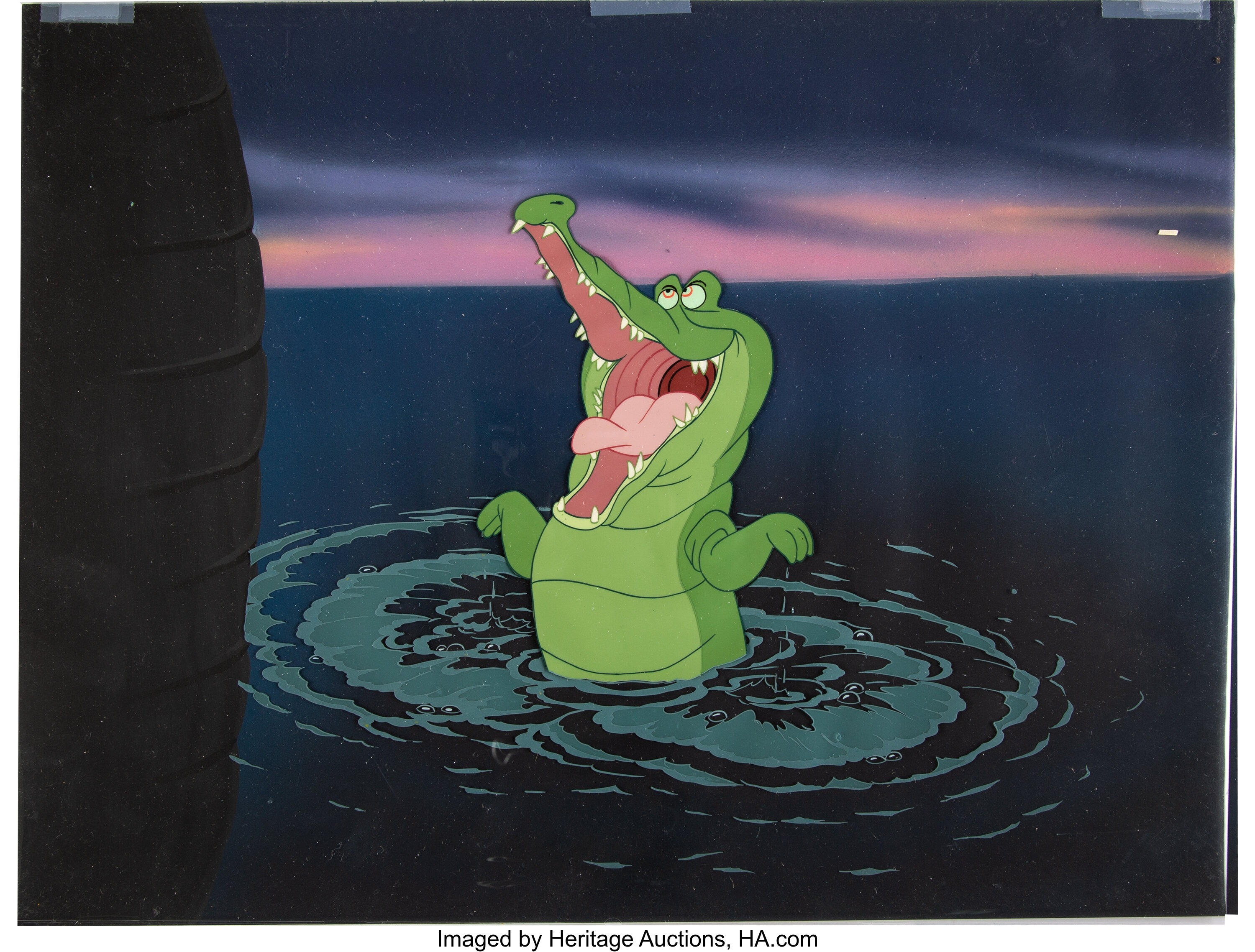 Peter Pan Crocodile Production Cel with Painted Background (Walt Lot