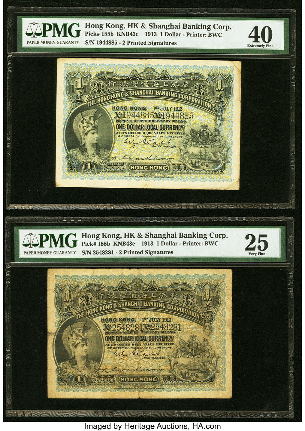 Hong Kong Hongkong & Shanghai Banking Corp. 1 Dollar 1.7.1913 Pick