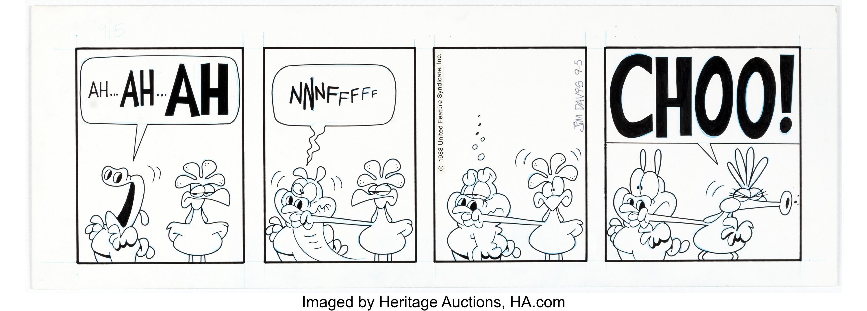 Jim Davis Us Acres Daily Comic Strip Original Art Dated 9 5 Lot Heritage Auctions