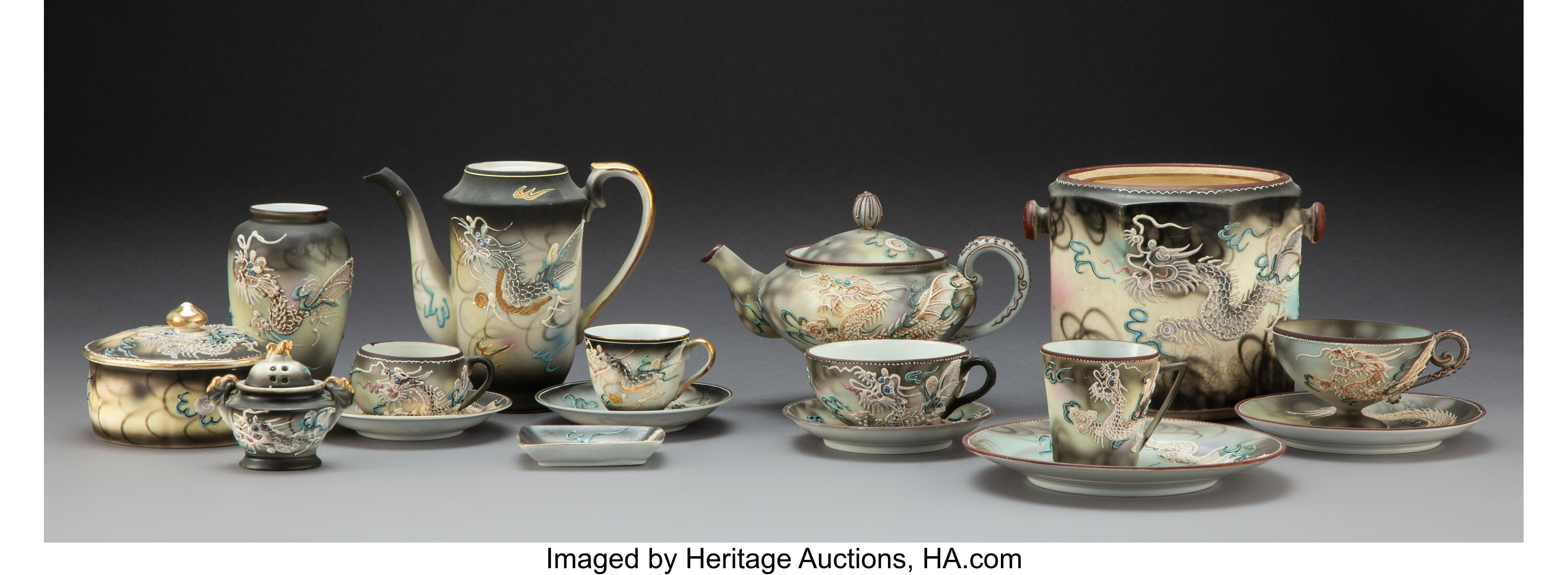 An Assembled Thirty Seven Piece Japanese Dragonware Porcelain Tea Lot Heritage Auctions