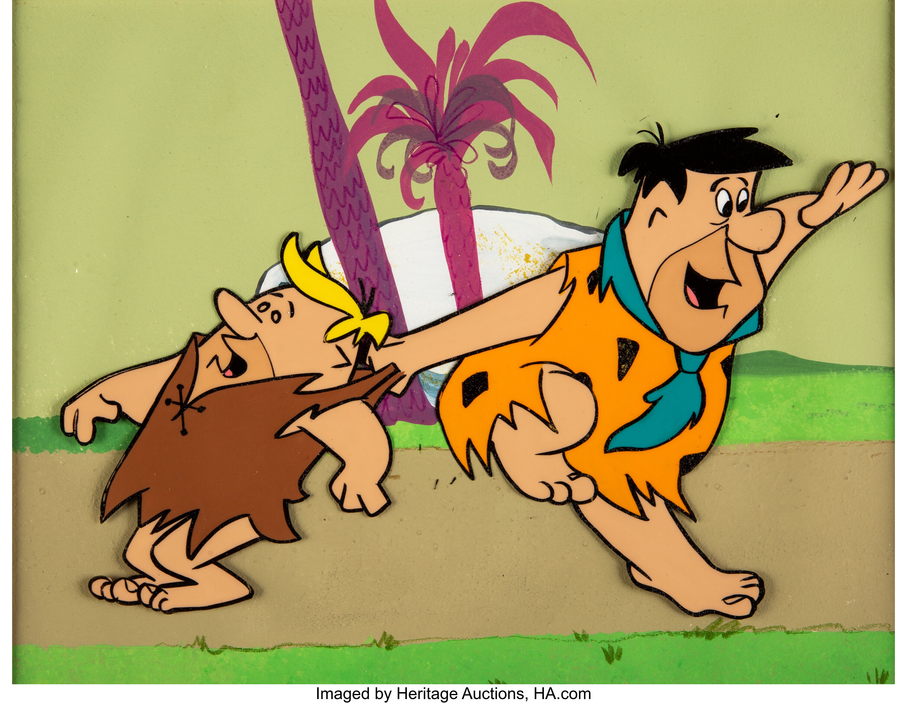 The Flintstones Fred Flintstone and Barney Rubble Production Cel