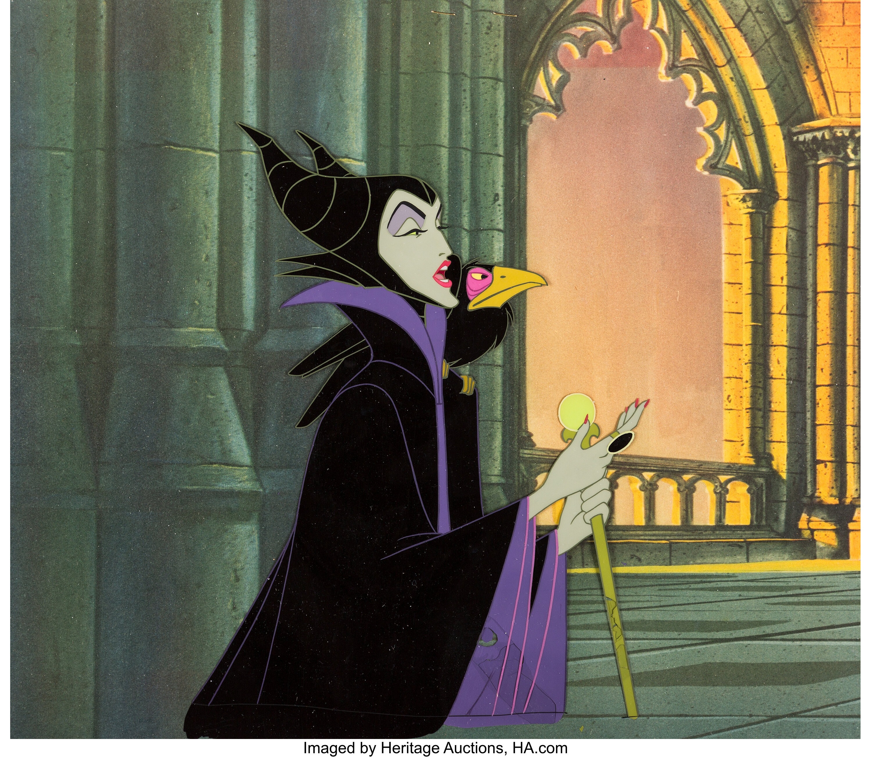 Sleeping Beauty Maleficent and Diablo Production Cel (Walt Disney