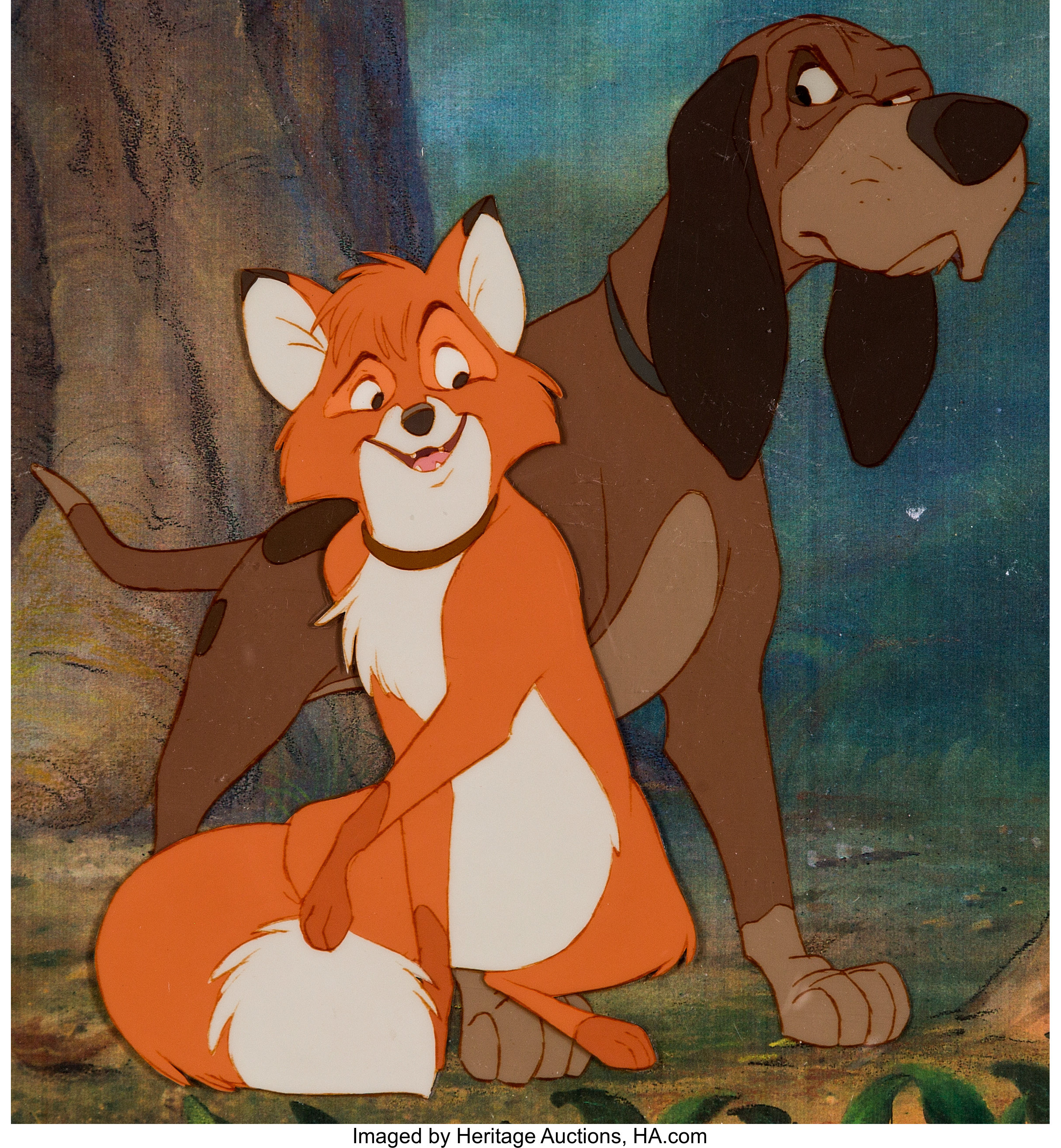 The Fox And The Hound Adult Tod And Copper Production Cel Setup Lot