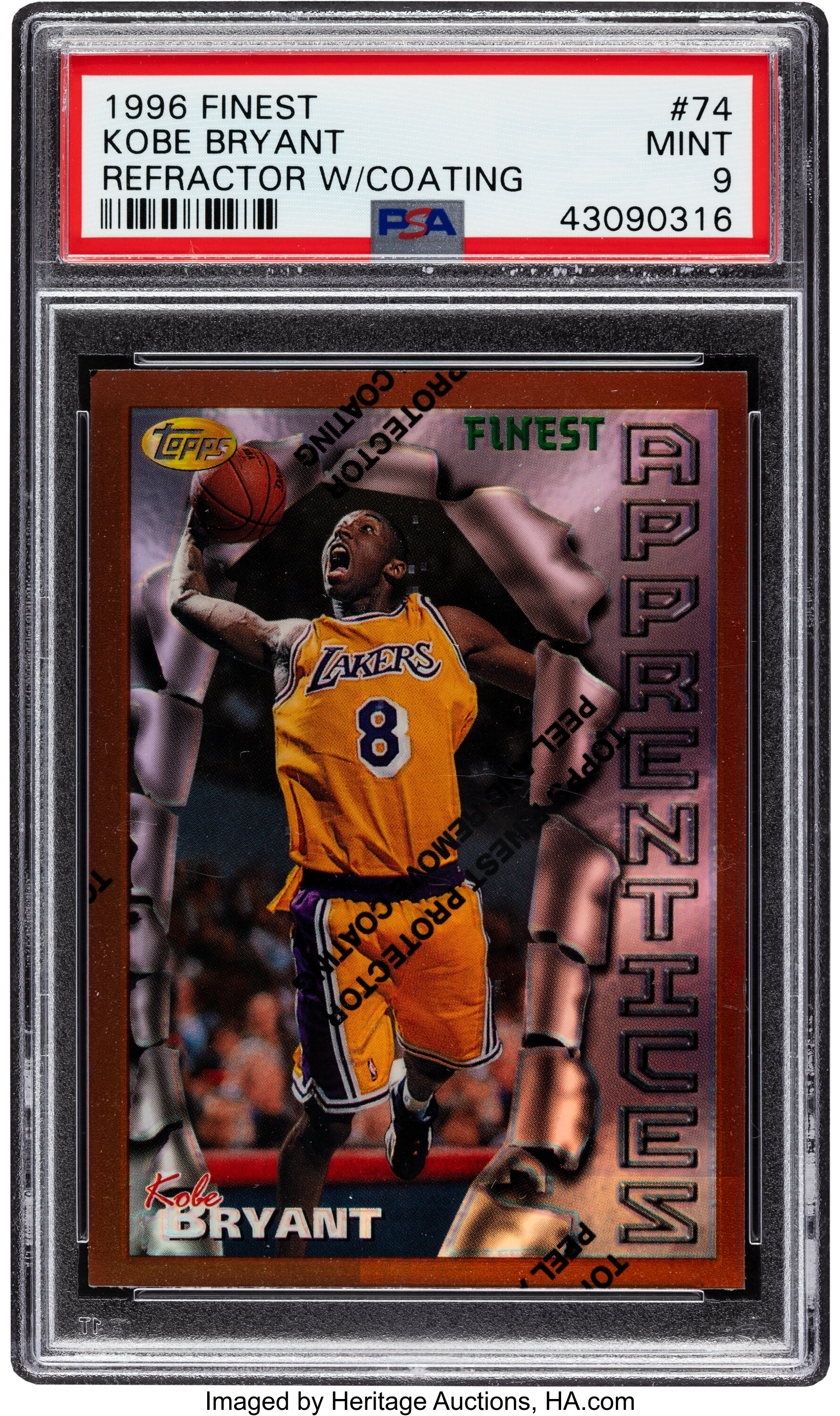 1996 TOPPS FINEST KOBE BRYANT RC PSA9