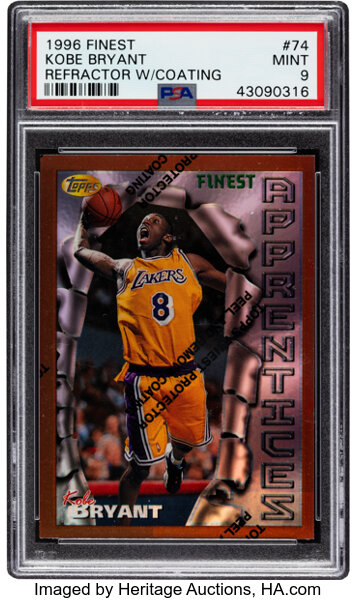KOBE BRYANT 1996 TOPPS Finest RC #74 No Coating Rookie Lakers PSA Gem Mint  10 - Game Day Legends