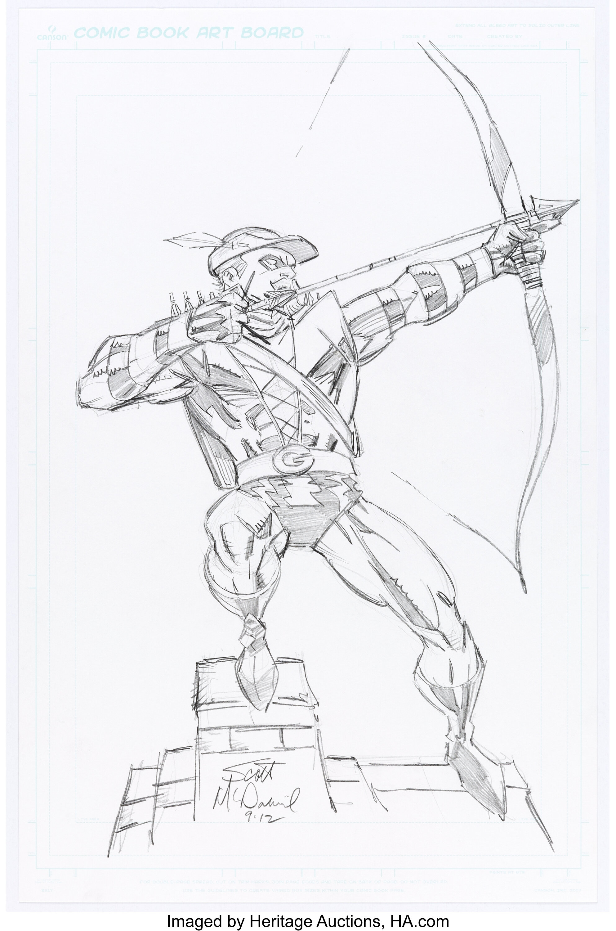 Scott McDaniel - Green Arrow Sketch Original Art (2012).... | Lot ...