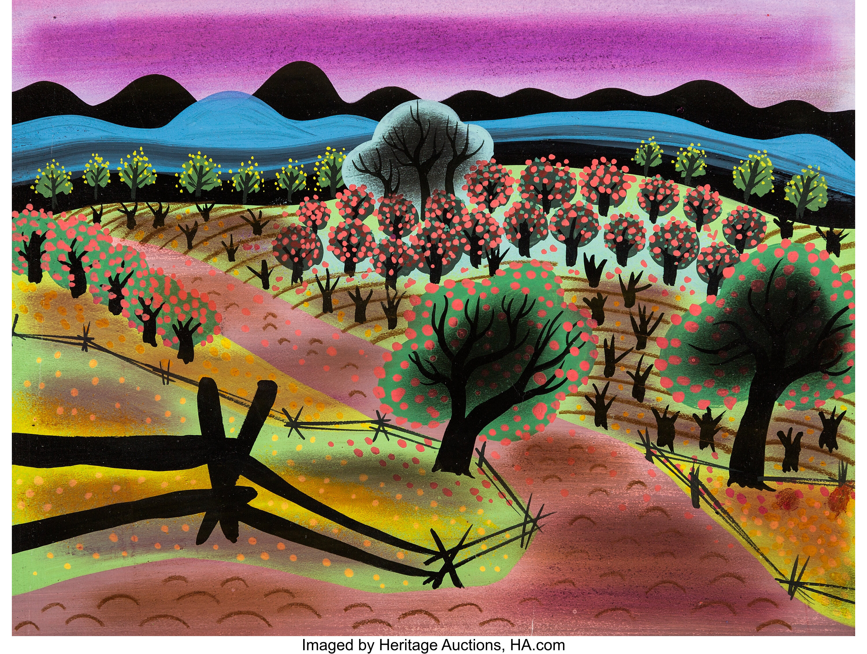 Mary Blair Song of the South Georgia Orchard Color Key Background | Lot ...