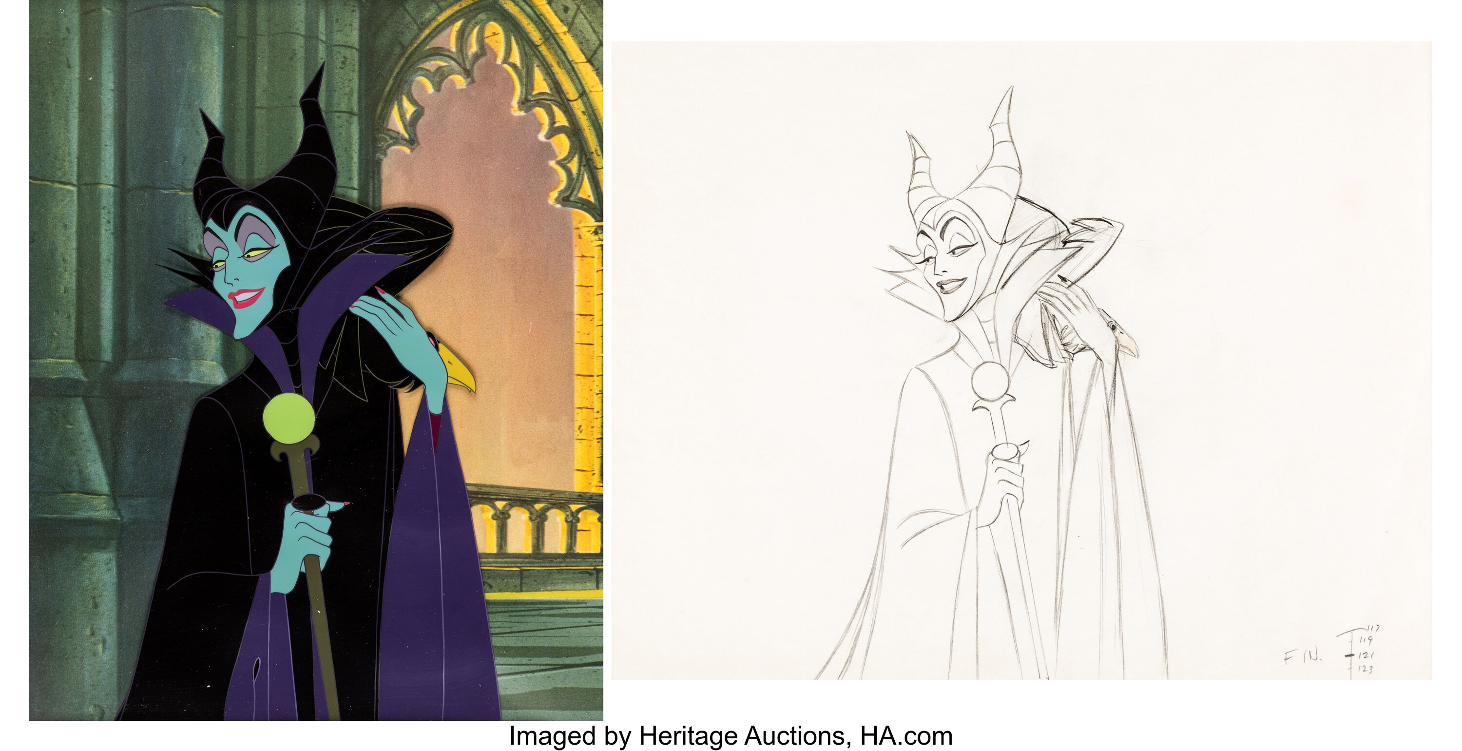 Sleeping Beauty Maleficent and Diablo Production Cel (Walt Disney,, Lot  #95166