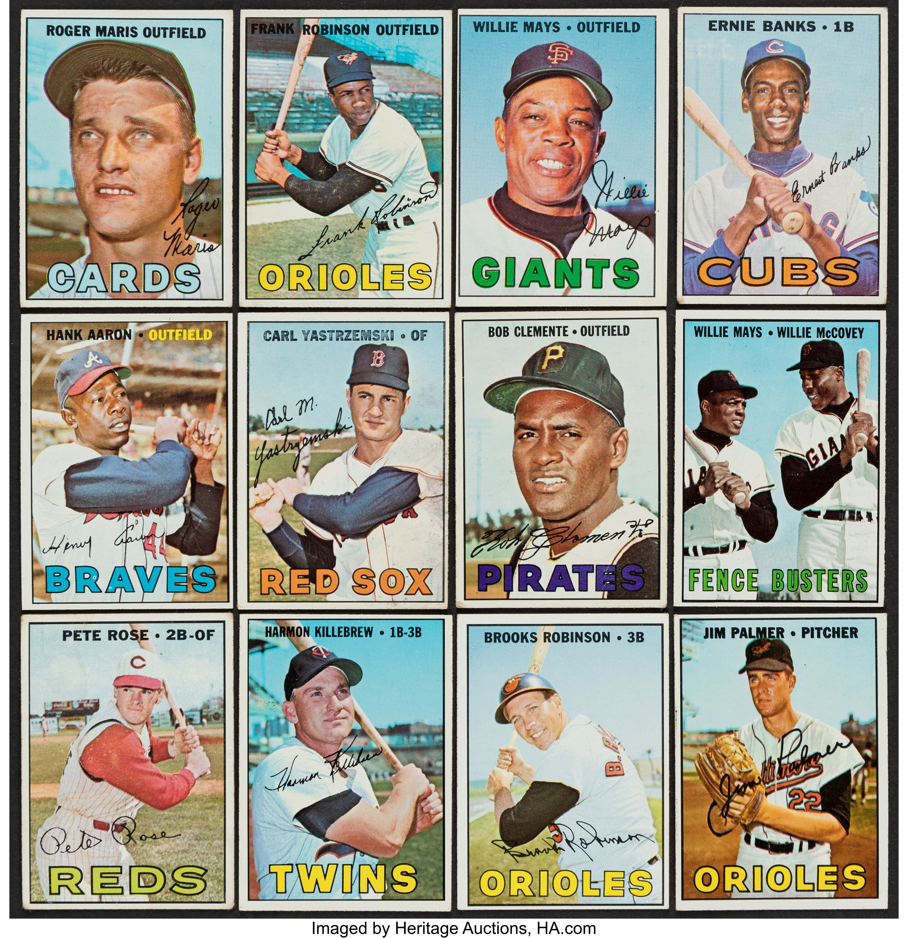 A Group of Six 1967 Topps Hall of Fame Baseball Cards Including