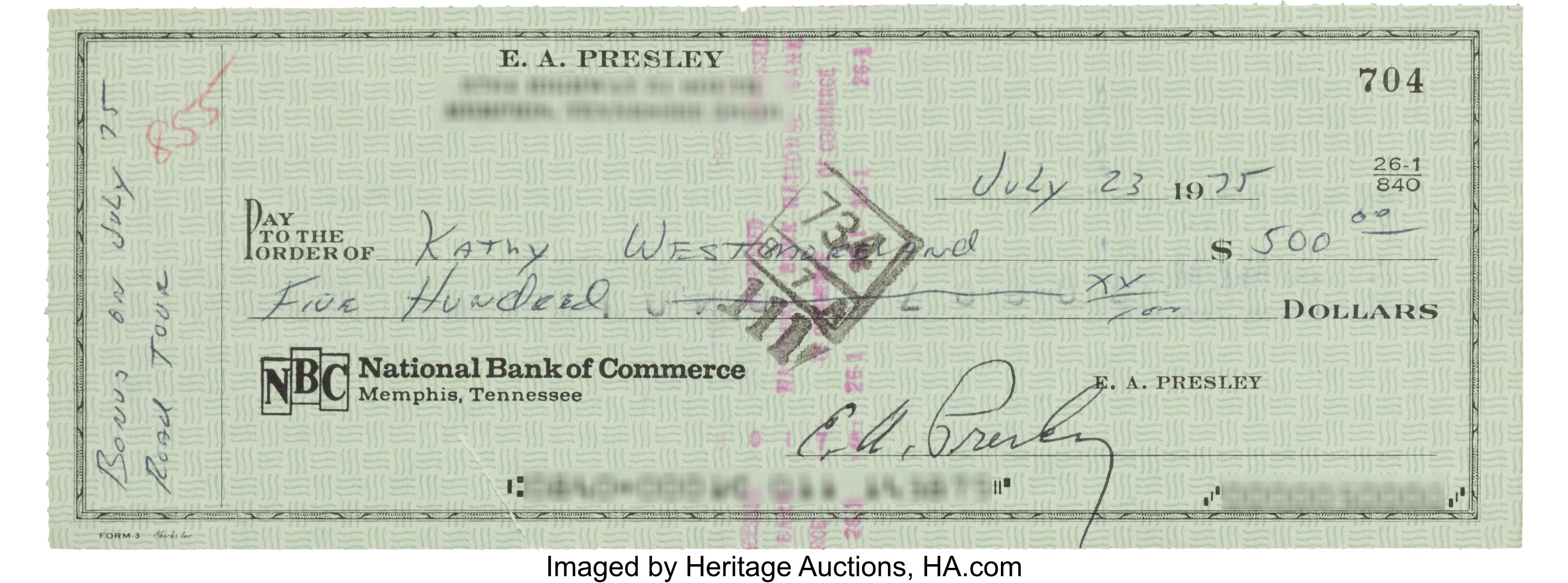 1975 Elvis Presley Signed Personal Check, PSA/DNA Mint 9.... | Lot ...