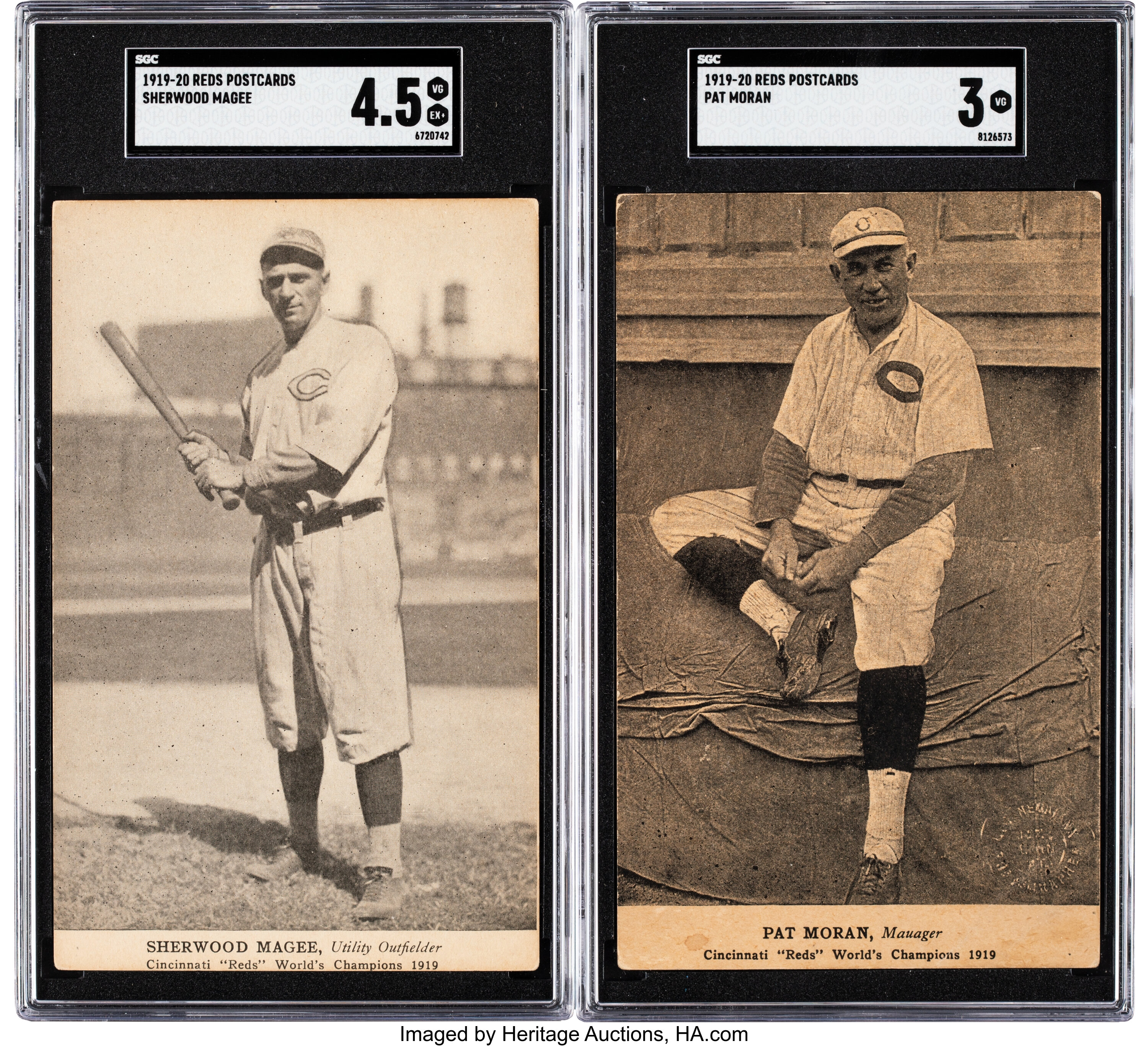 1919-20 Cincinnati Reds Post Cards SGC-Graded Pair (2). , Lot #82055