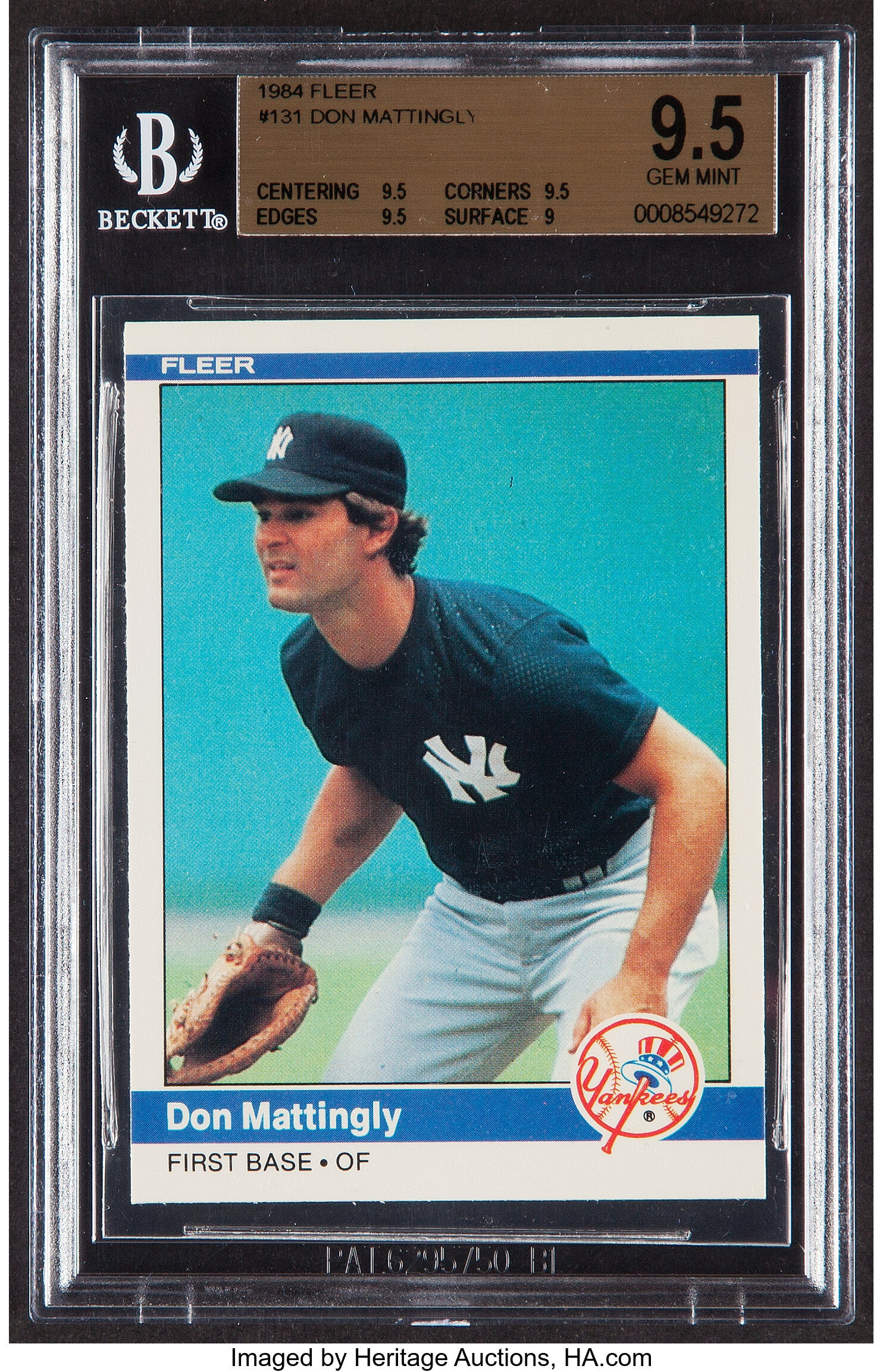 1984 Fleer Don Mattingly 131 Bgs Gem Mint 9 5 Baseball Cards