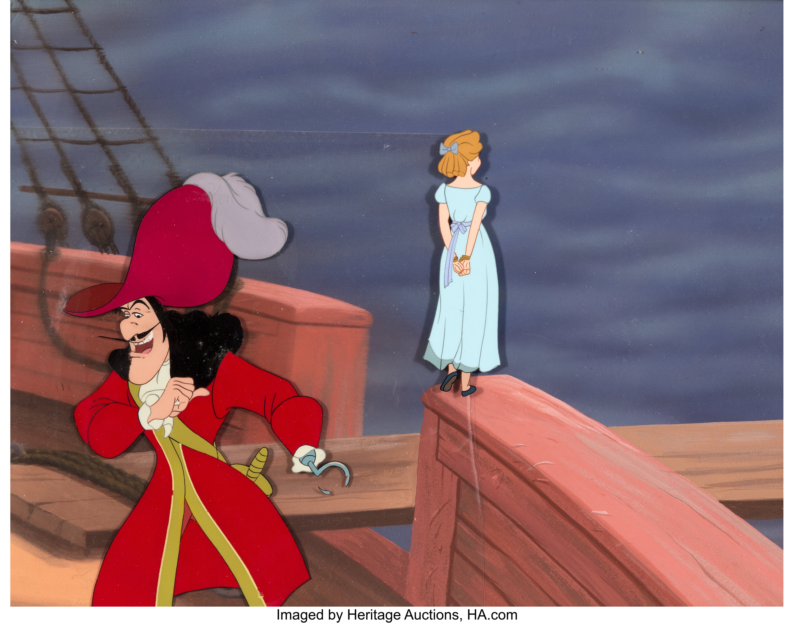 peter pan captain hook and wendy production cel setup on master lot 96199 heritage auctions https comics ha com itm animation art production cel peter pan captain hook and wendy production cel setup on master background walt disney 1953 a 7207 96199 s