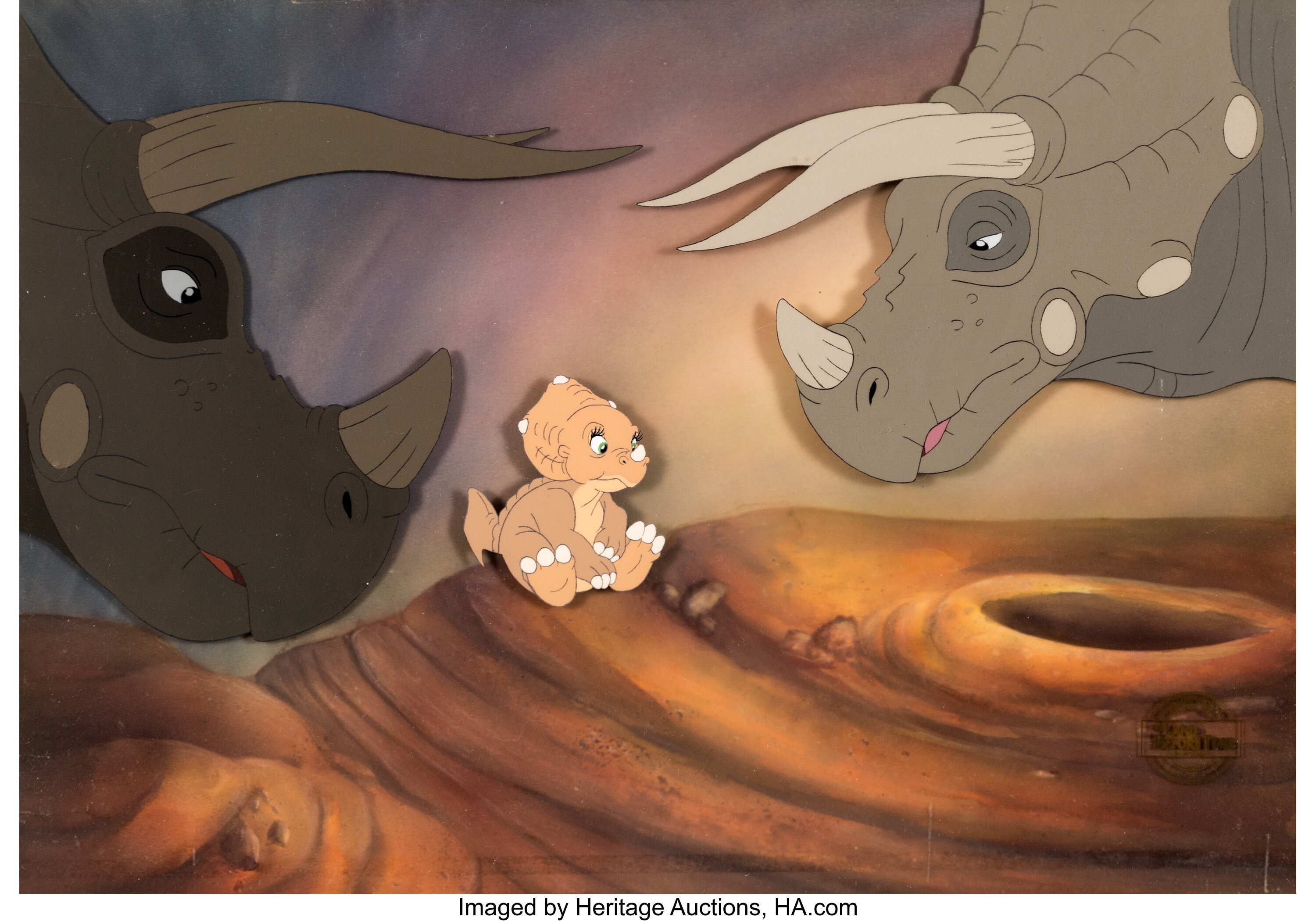 The Land Before Time Cera And Family Production Cel Setup With Key Lot 97739 Heritage Auctions