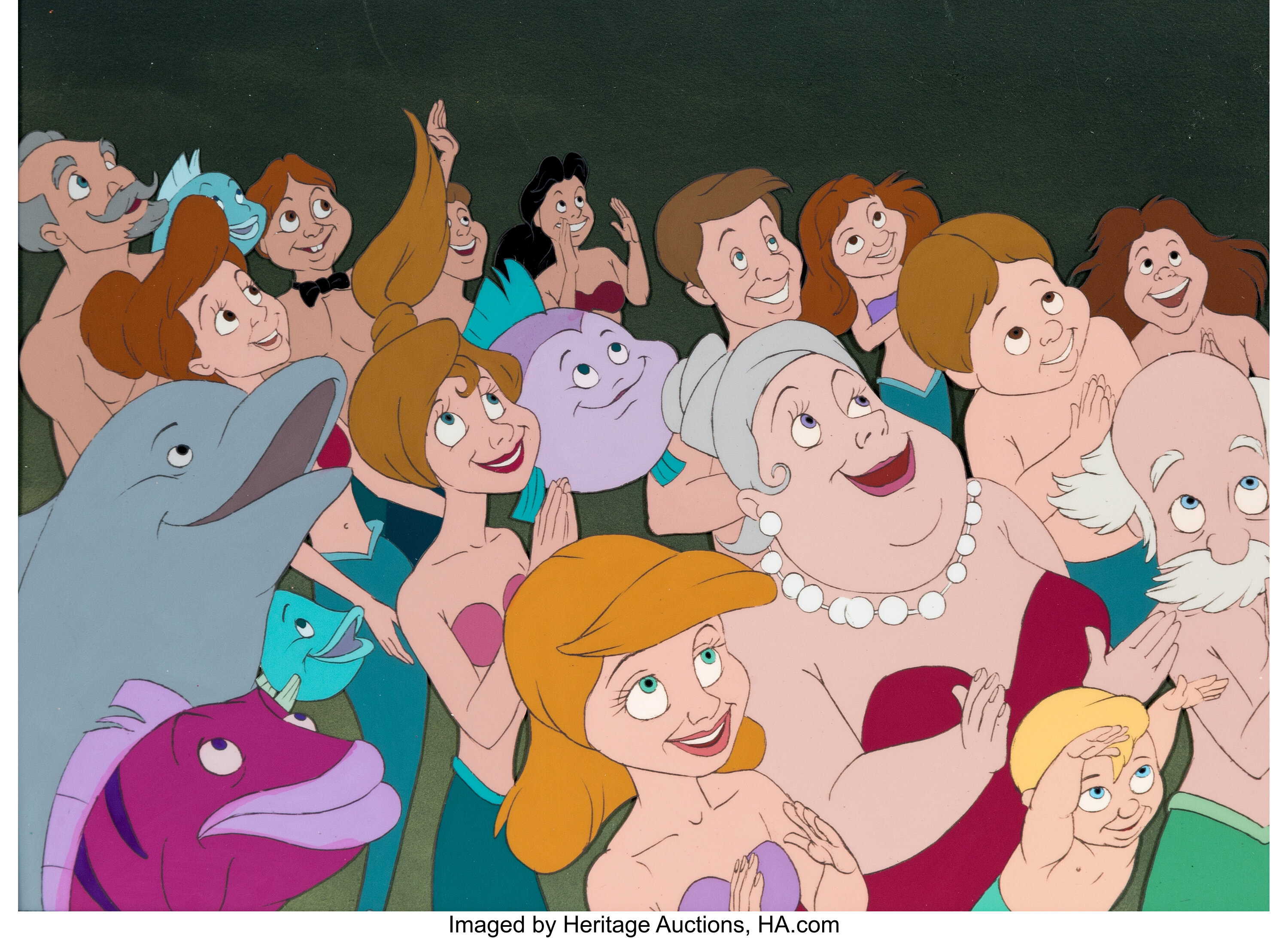The Little Mermaid Audience Production Cel and Key Master Painted Lot