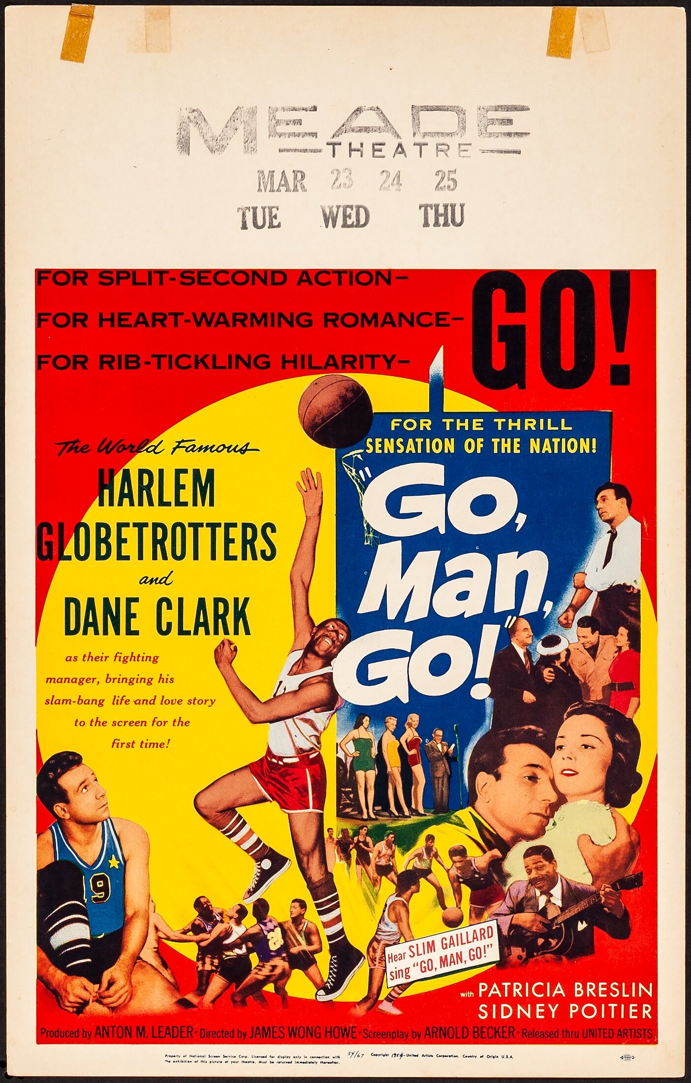 Go, Man, Go (United Artists, 1954). Very Fine-. Window Card (14