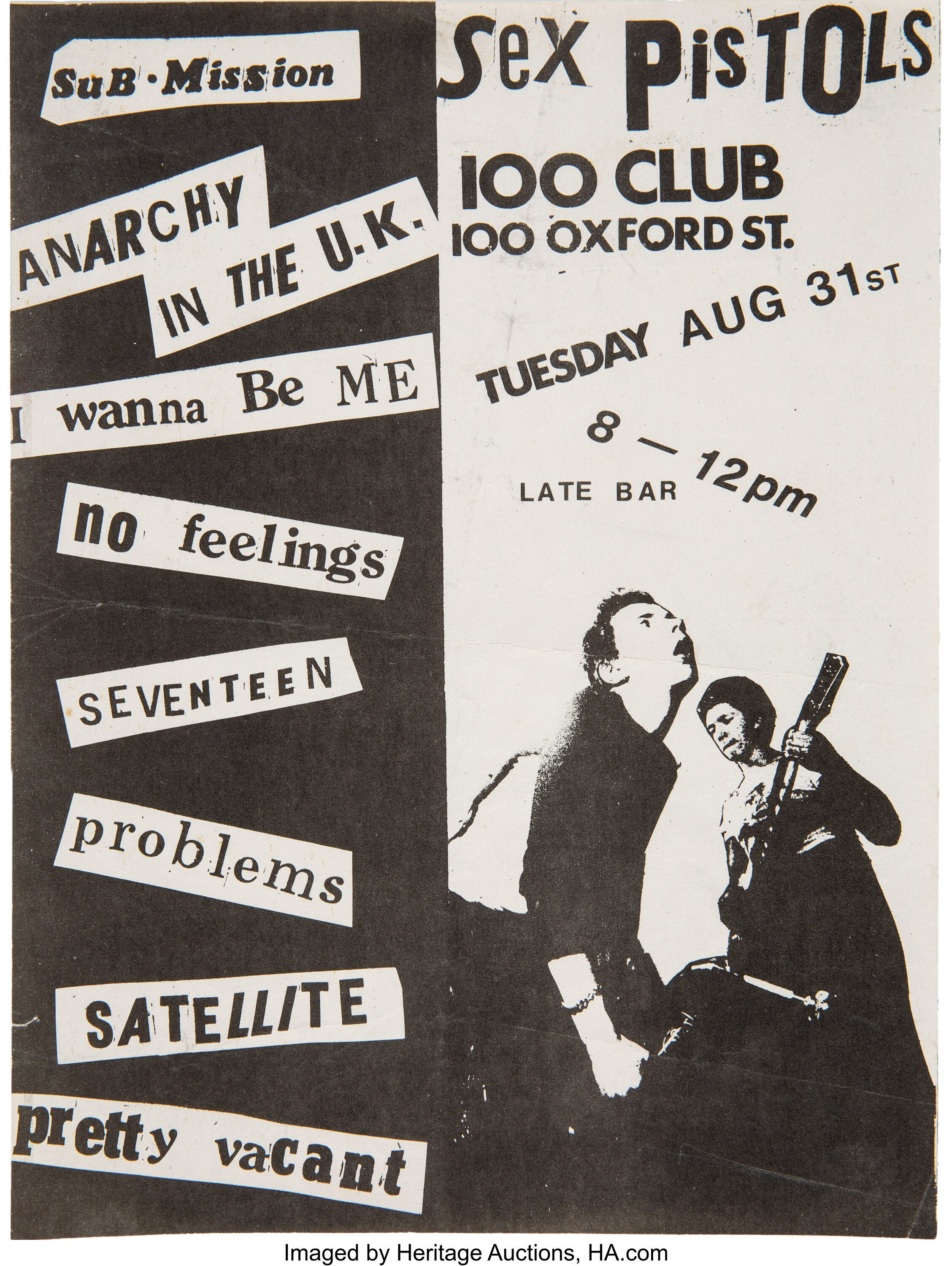 Sex Pistols 100 Club Concert Handbill (1976). . ... Music | Lot #89089 |  Heritage Auctions