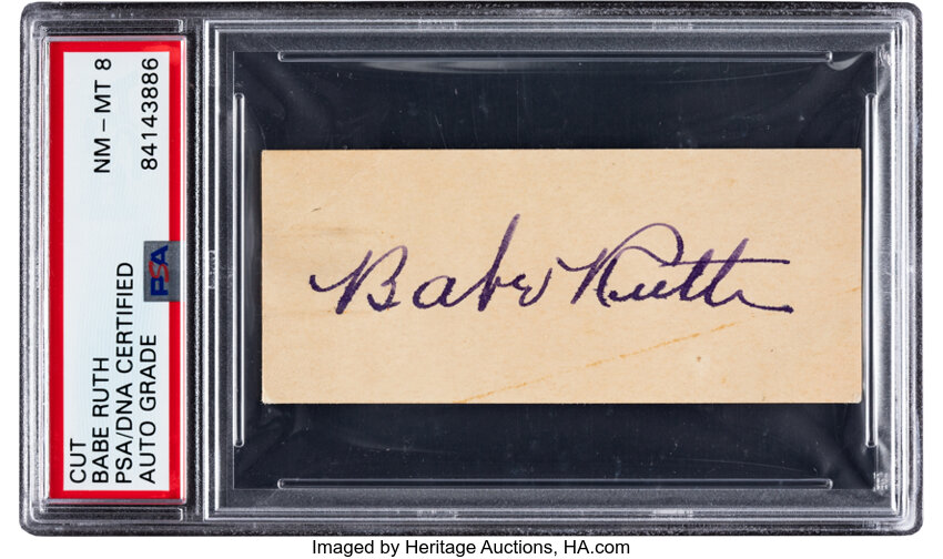 Charitybuzz: Babe Ruth Signature Auto Grade 9 from 1940 in Framed