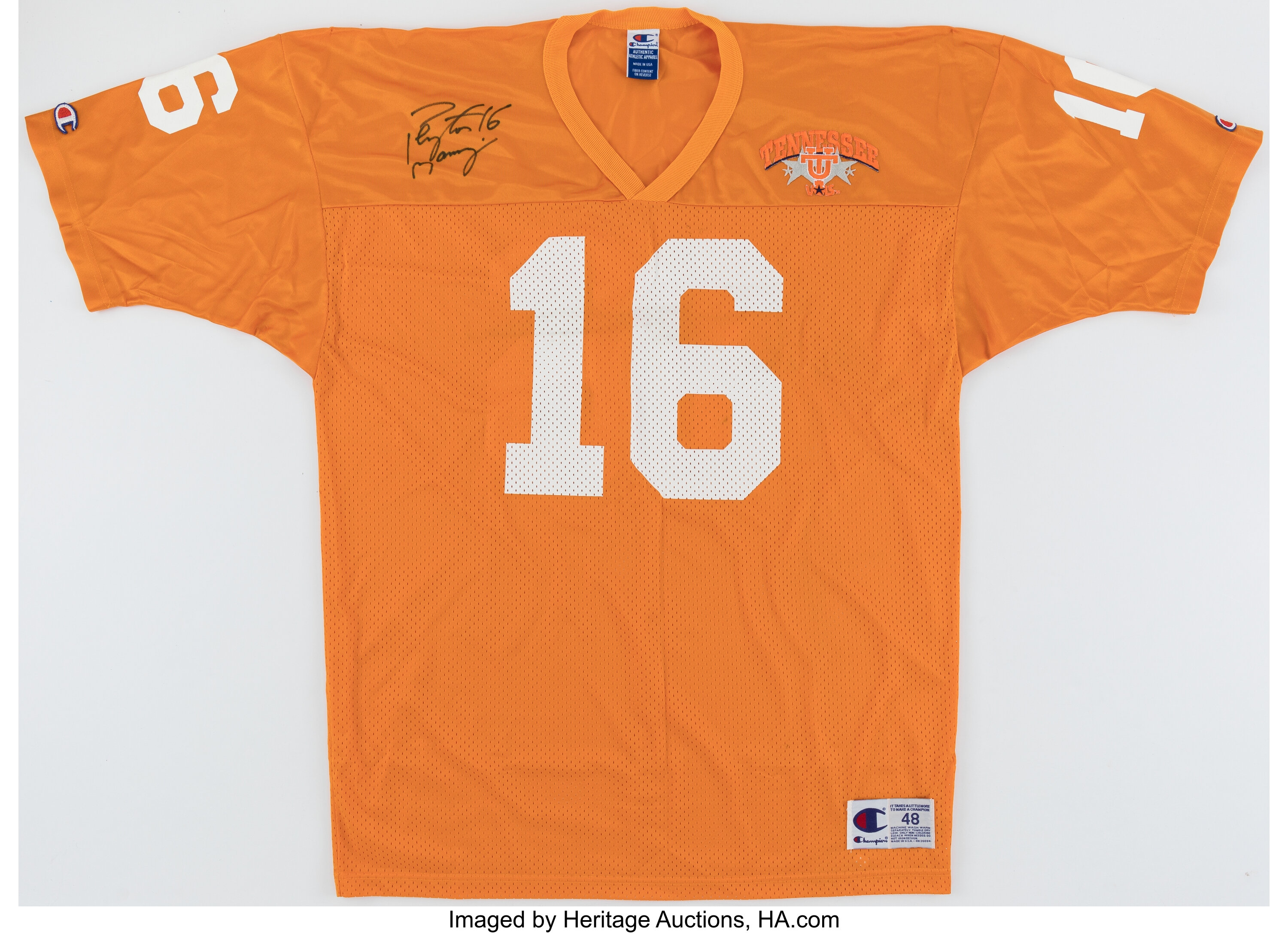 Peyton Manning Signed Tennessee Volunteers Jersey.  Autographs