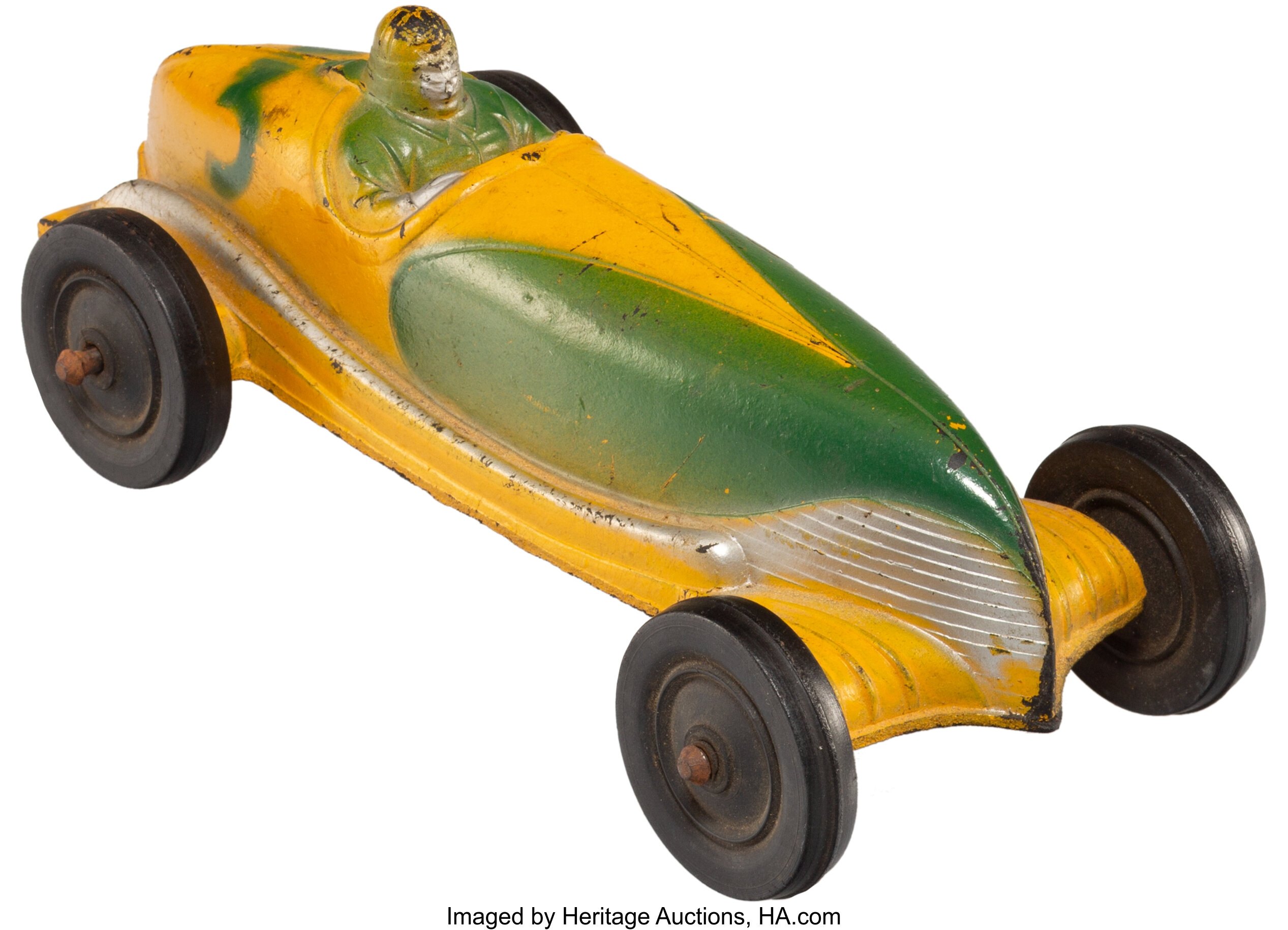 A Sun Rubber Company Painted Rubber Toy Race Car, Barberton, Ohio