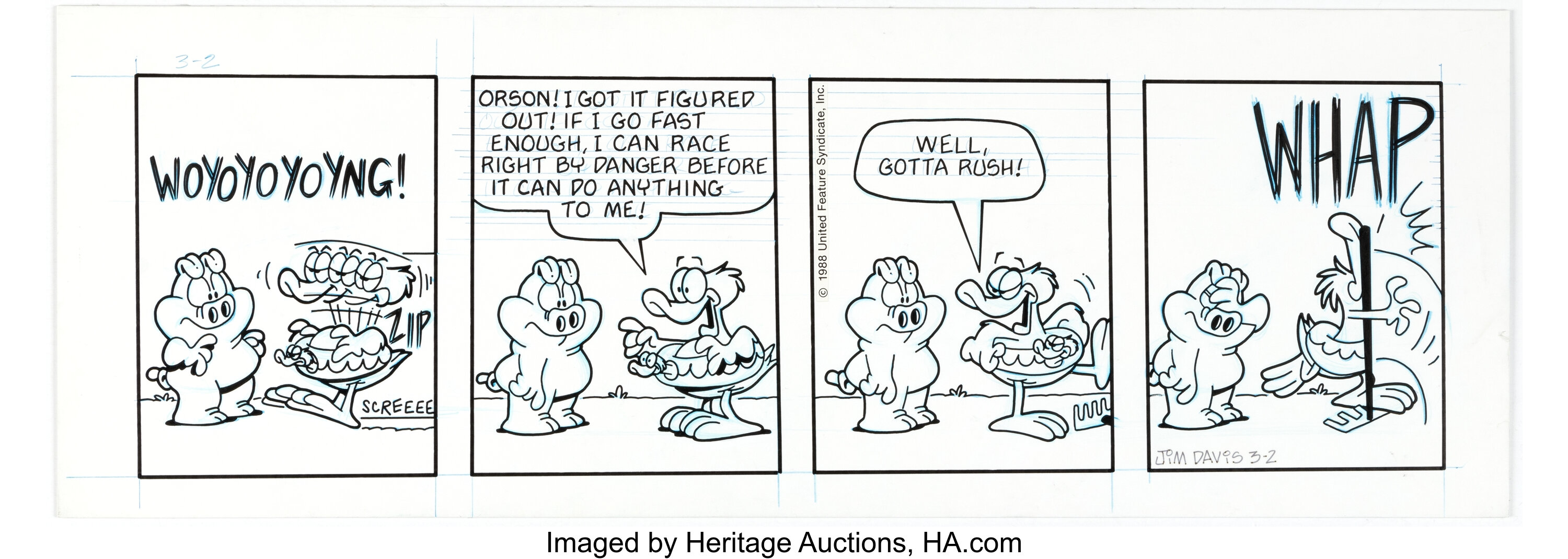 Jim Davis Us Acres Daily Comic Strip Original Art Dated 3 2 Lot Heritage Auctions