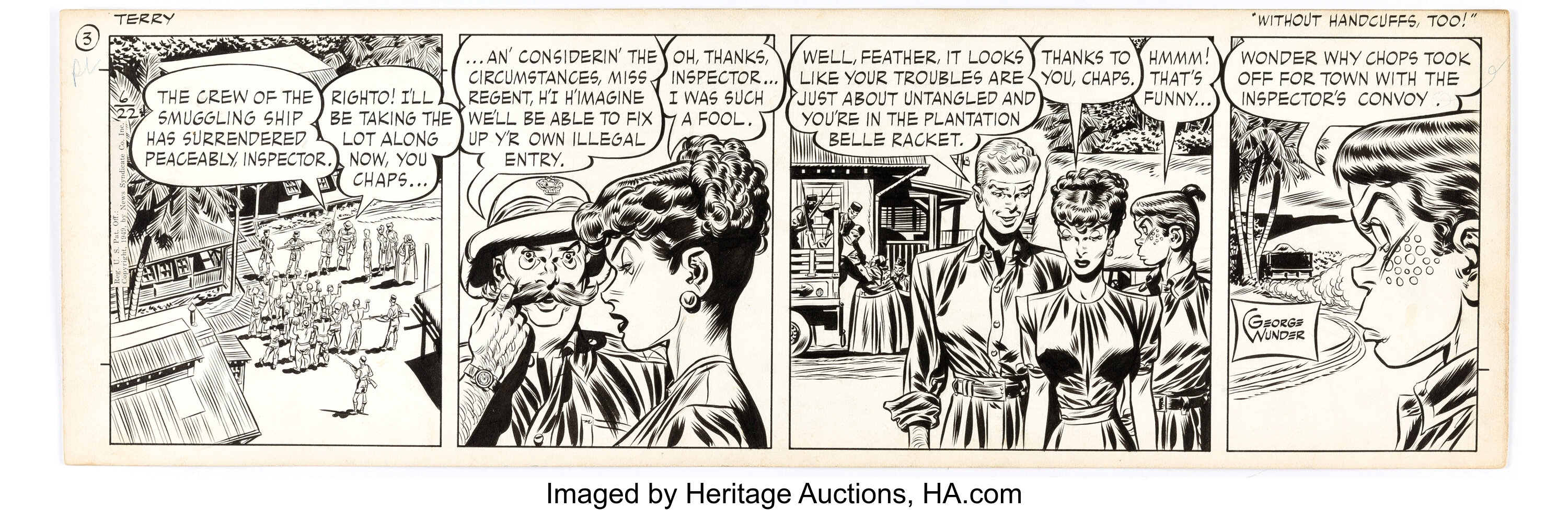 George Wunder Terry and the Pirates Daily Comic Strip Original Art ...