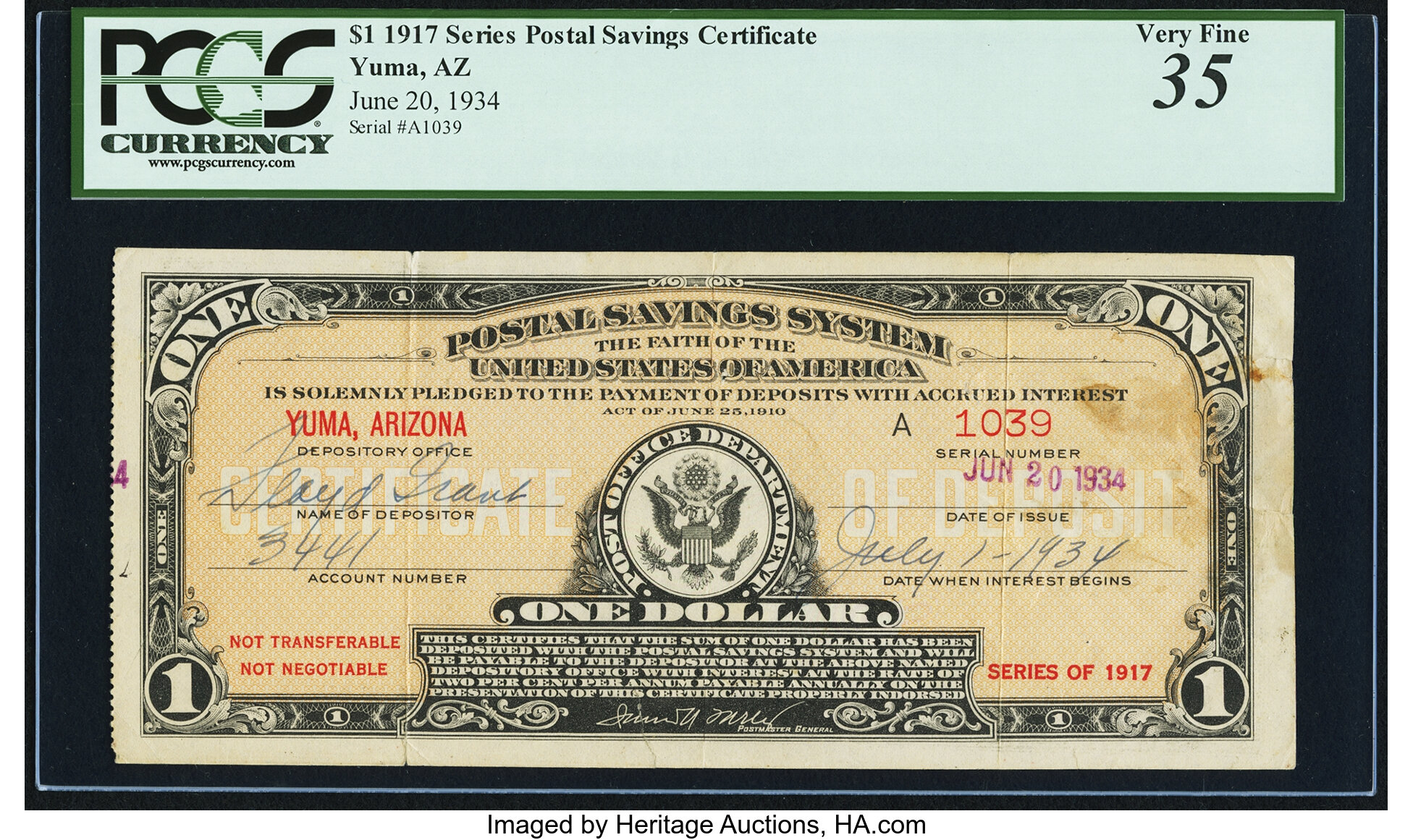 yuma-az-postal-savings-system-series-1917-1-june-20-1934-pcgs-lot