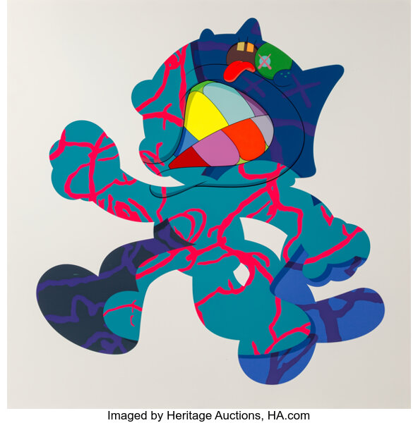 ORIMA Pop Art - KAWS Street Art Tag led Showcase vs « LV » - Catawiki